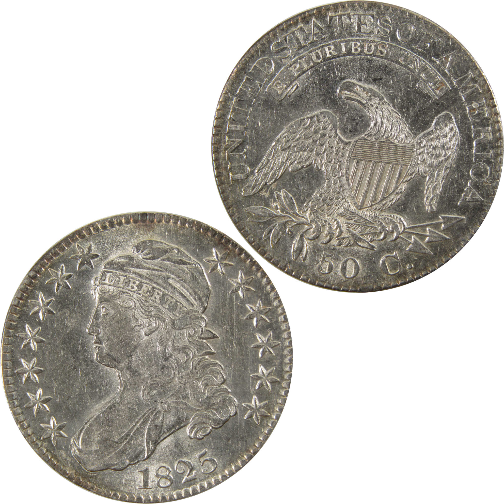 1825 Capped Bust Half Dollar Borderline Uncirculated Silver SKU:I10027