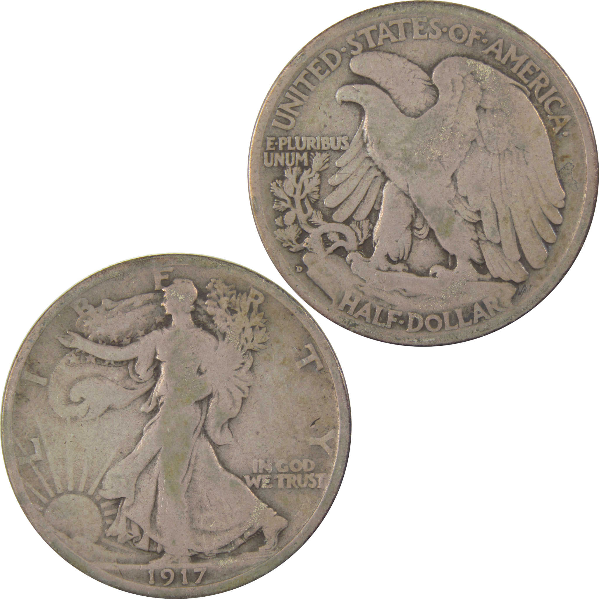 1917 D Reverse Liberty Walking Silver 50c VG Very Good SKU:I24137