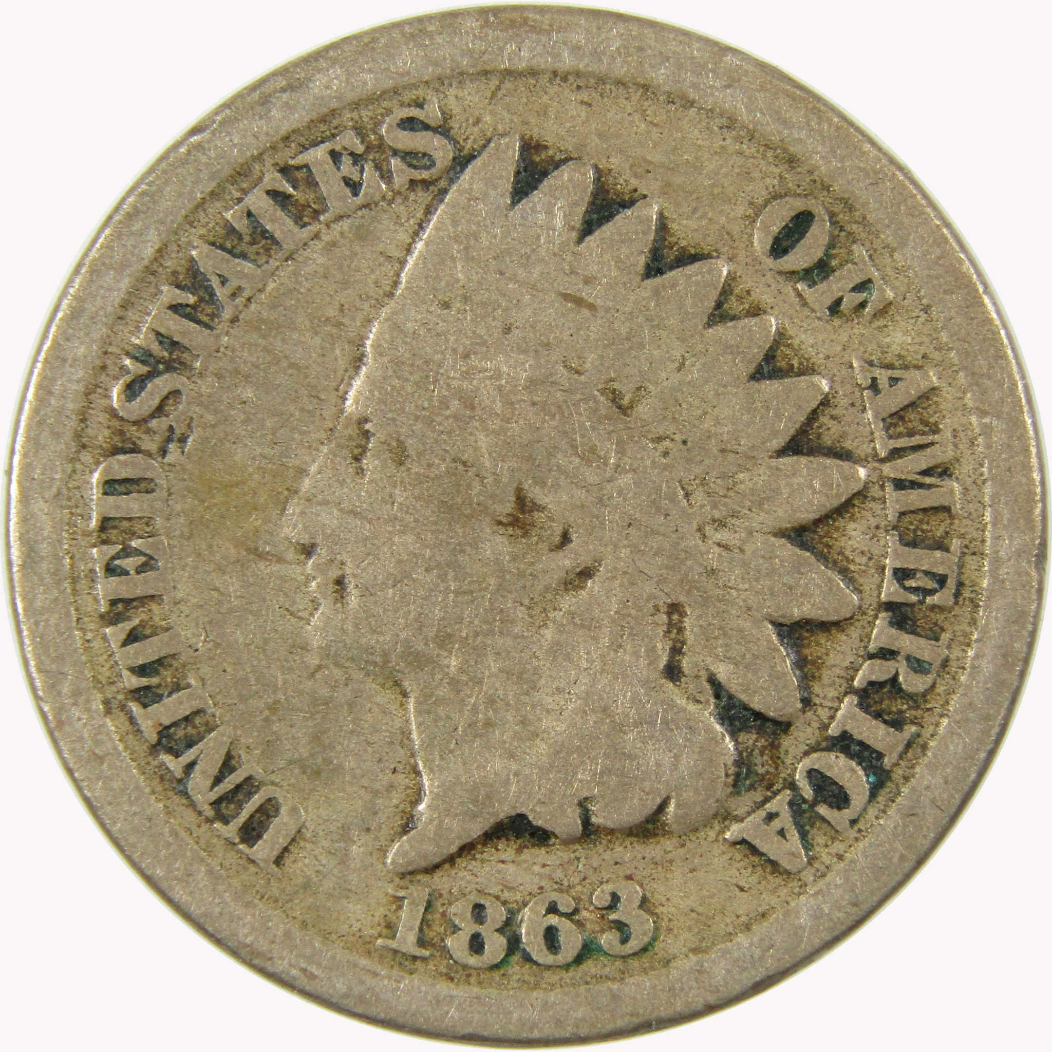 1863 Indian Head Cent AG About Good Penny 1c Coin SKU:CP1096