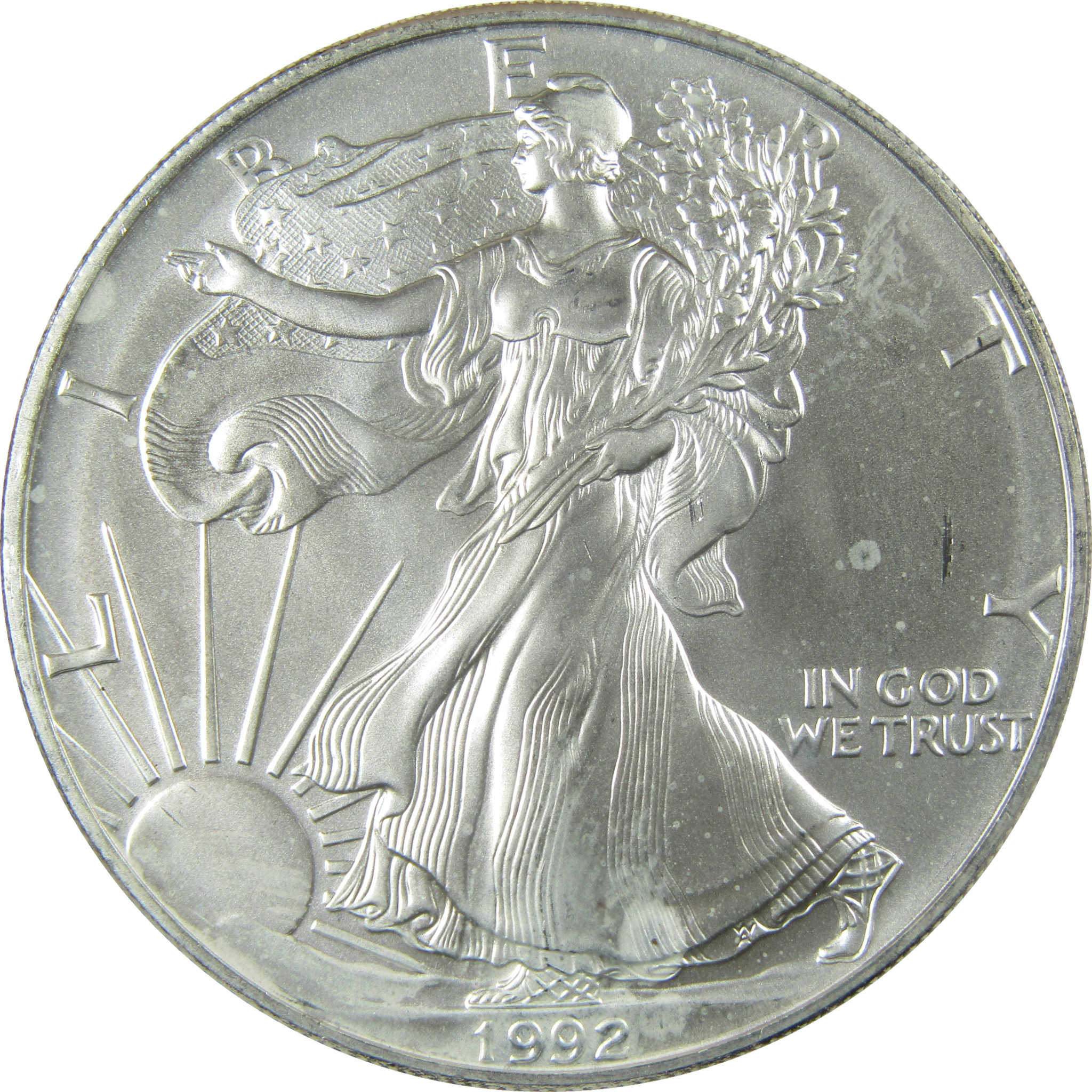 1992 American Silver Eagle Uncirculated Mint State $1 Coin SKU:CP1525