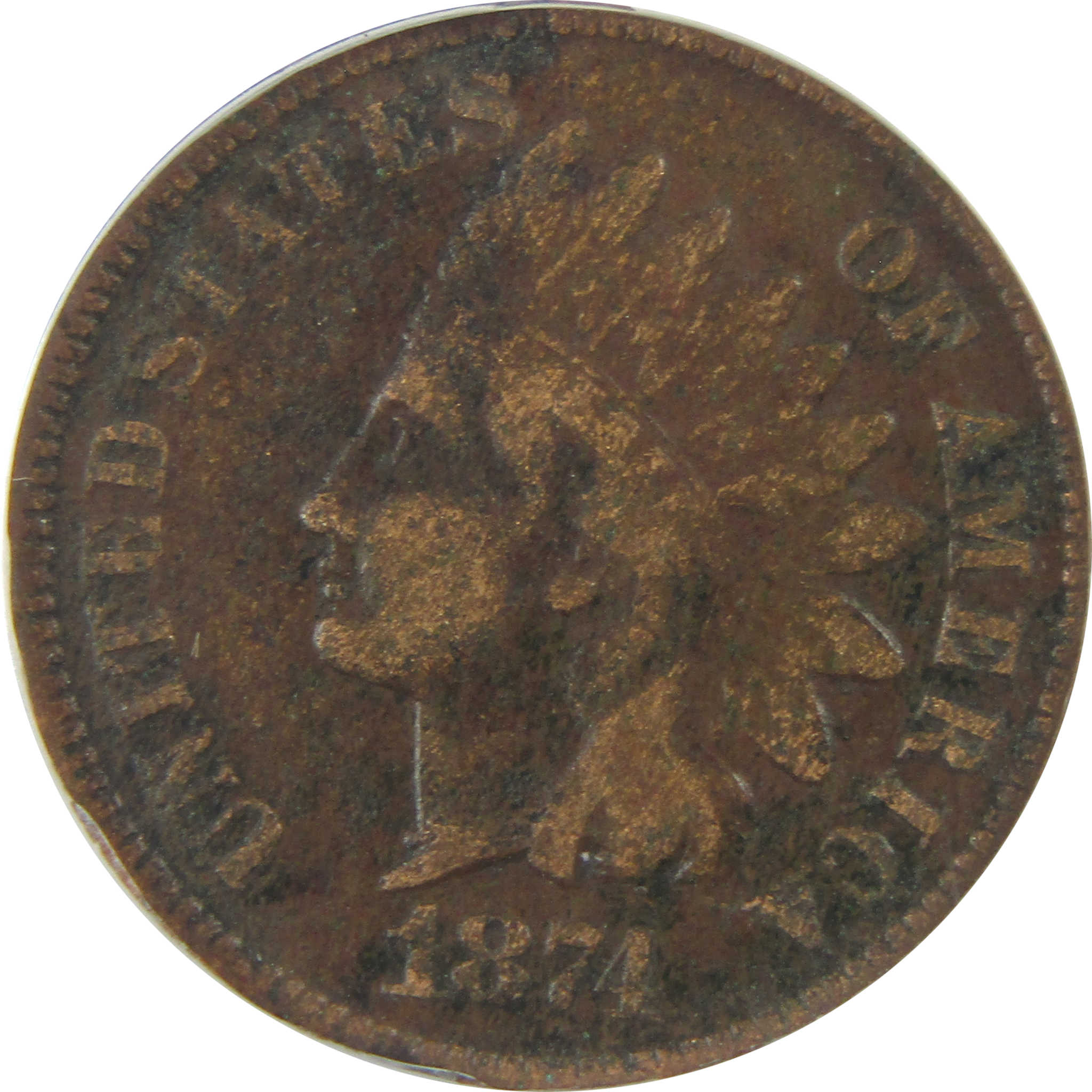 1874 Indian Head Cent F 12 Details ANACS Penny 1c Coin SKU:I22275