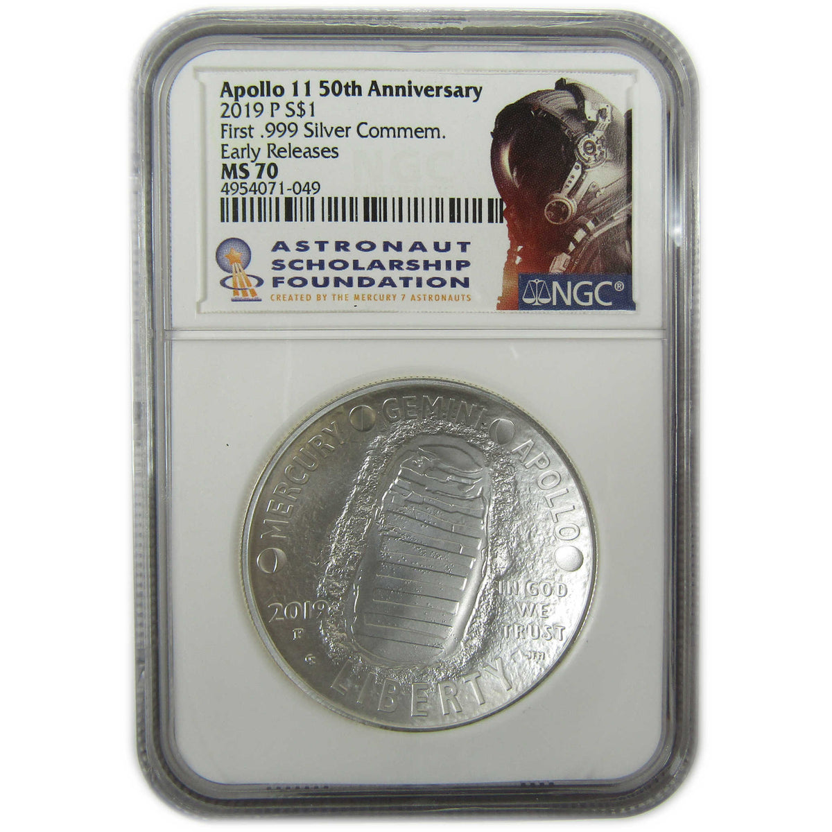 2019 P Apollo 11 50th Anniversary Silver $1 MS 70 NGC SKU:CP1658