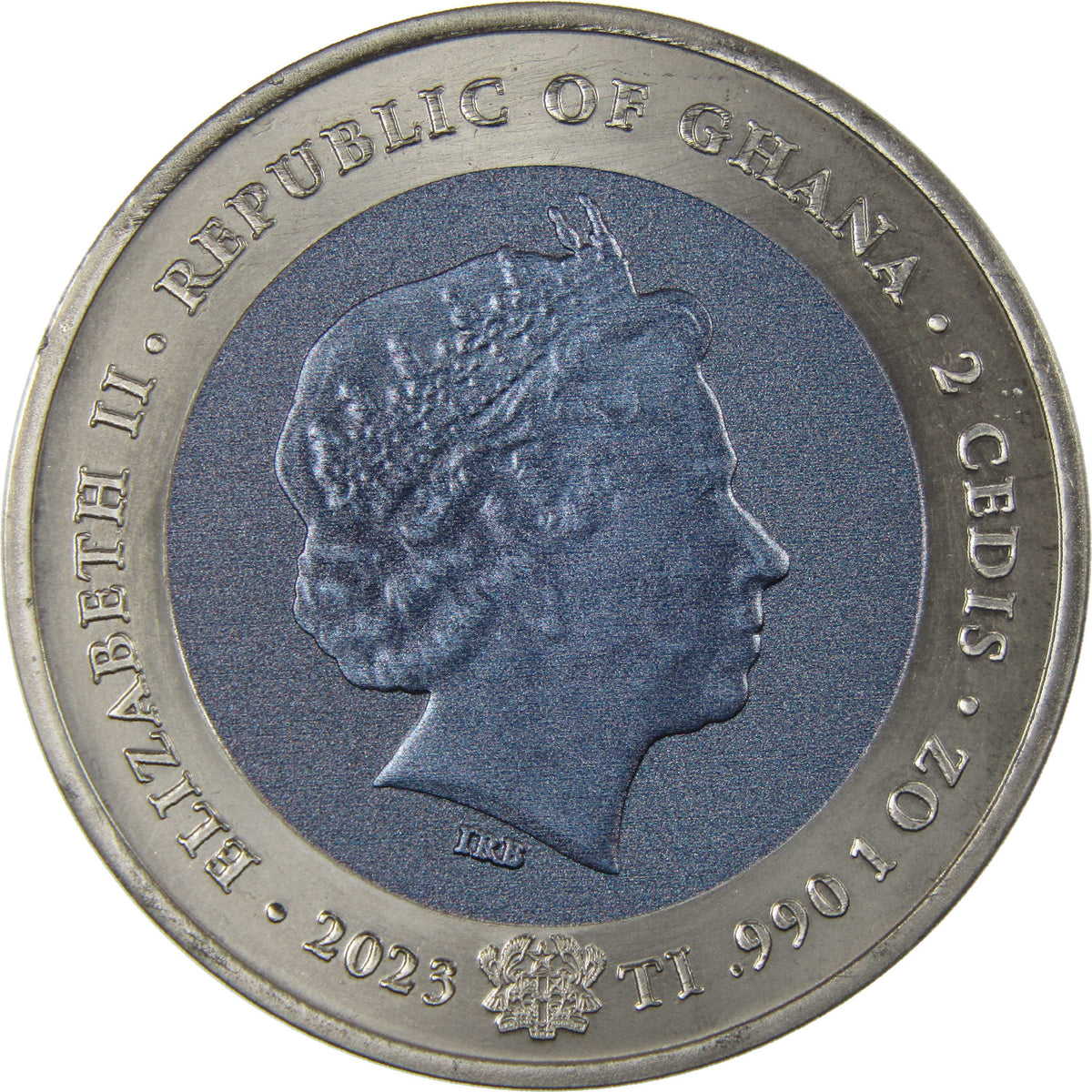 2023 Ghana 1 oz Titanium James Webb Space Telescope 2 Cedis Unc