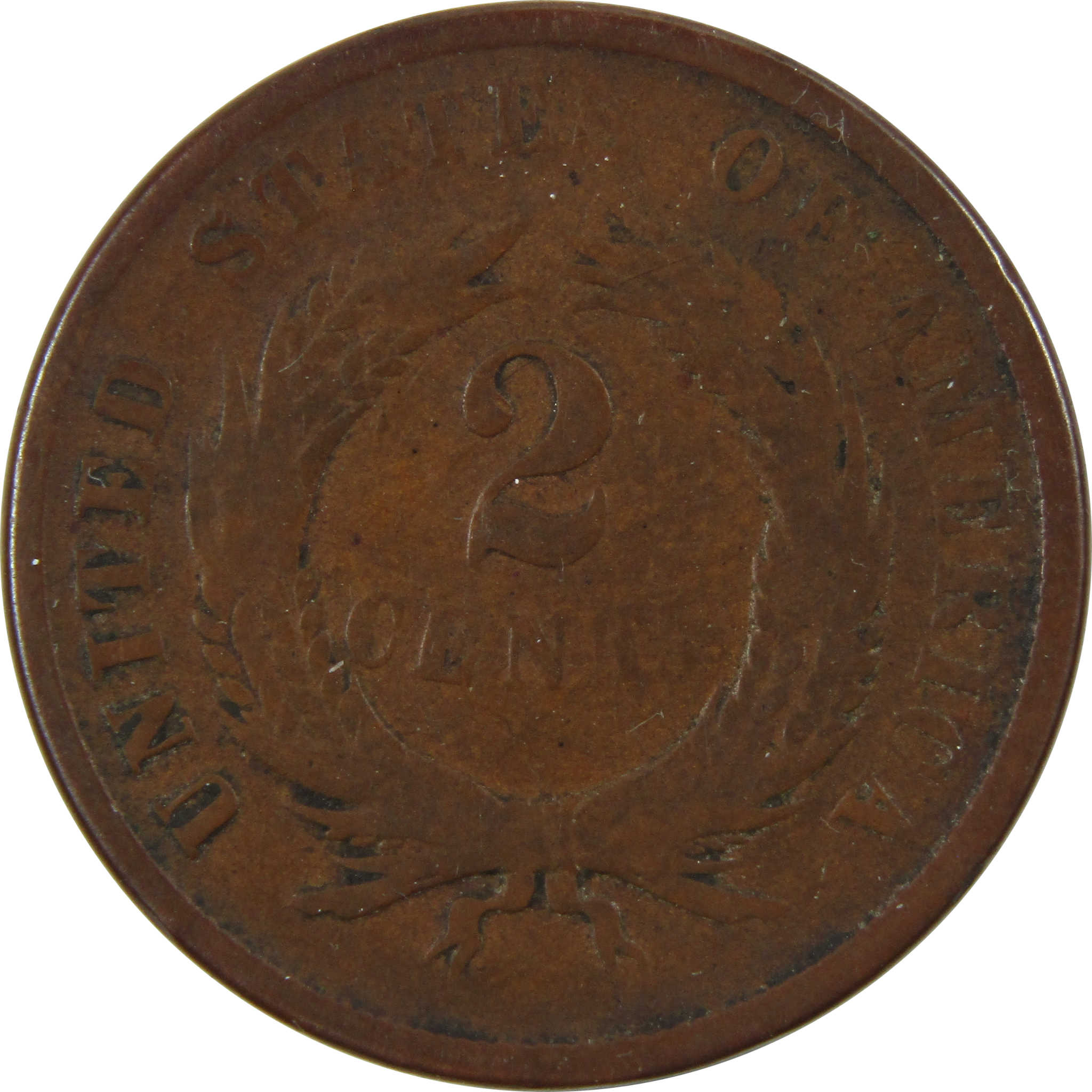 1867 Two Cent Piece G Good 2c Coin SKU:I9383