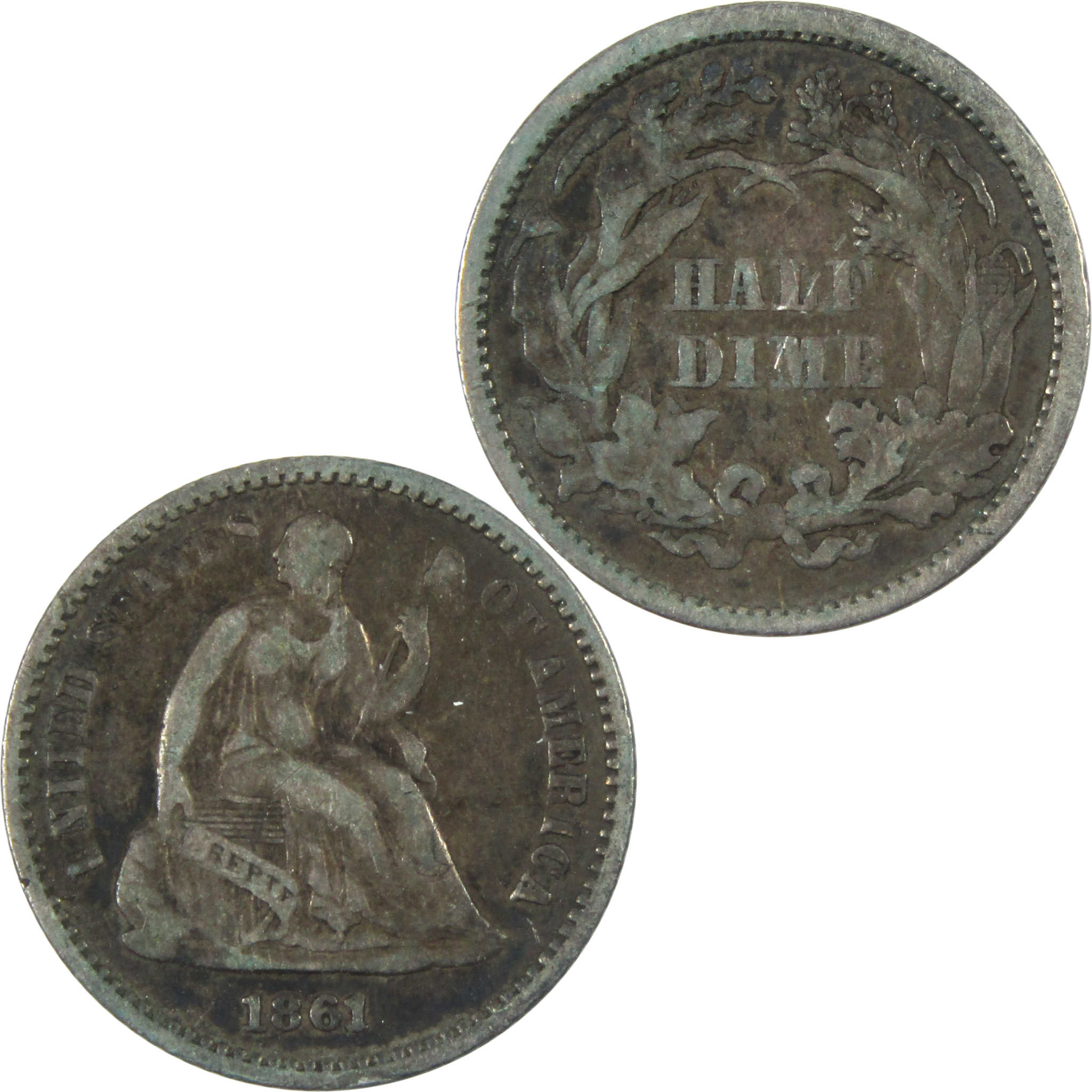 1861 Seated Liberty Half Dime VF Very Fine Silver 5c Coin SKU:I14814