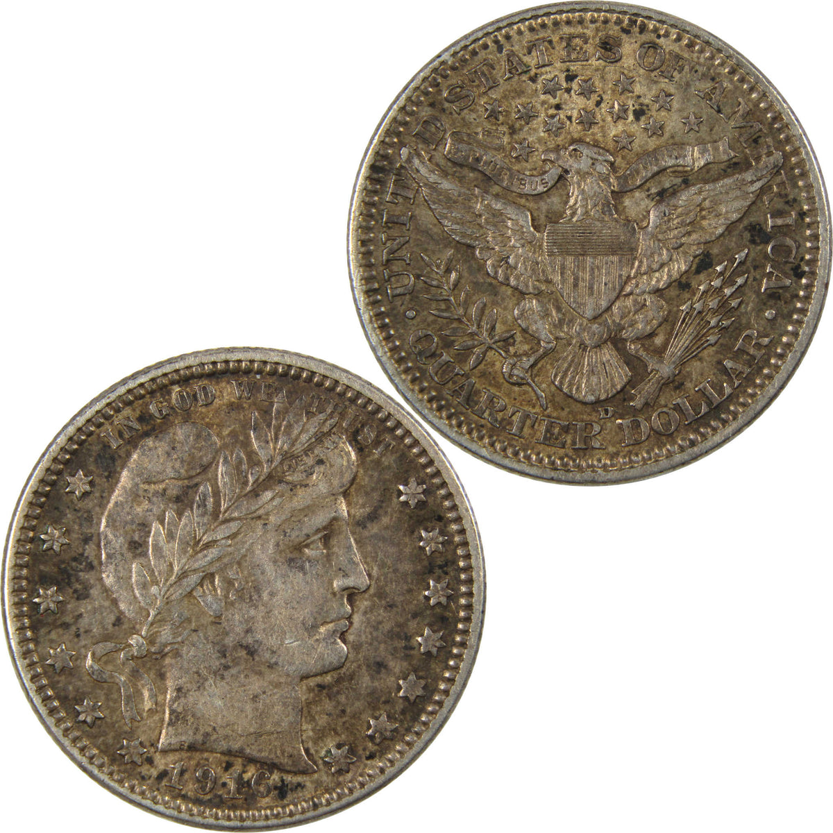 1916 D Barber Silver Quarter XF/AU Extremely Fine / About Uncirculated
