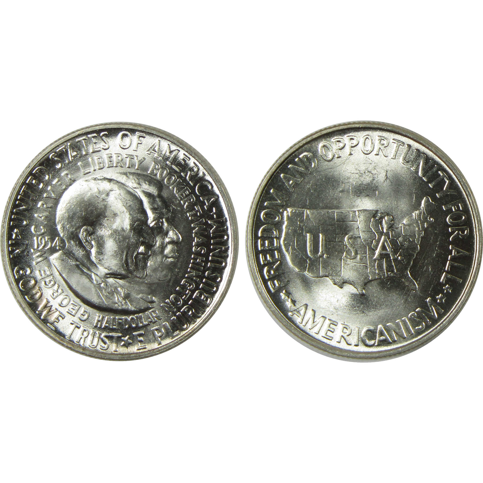 1954 PDS Washington-Carver 50c 3 Coin All-Mint Set BU Choice Unc