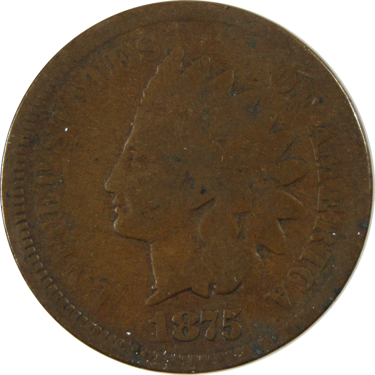 1875 Indian Head Cent AG About Good Details Penny 1c Coin SKU:I28638