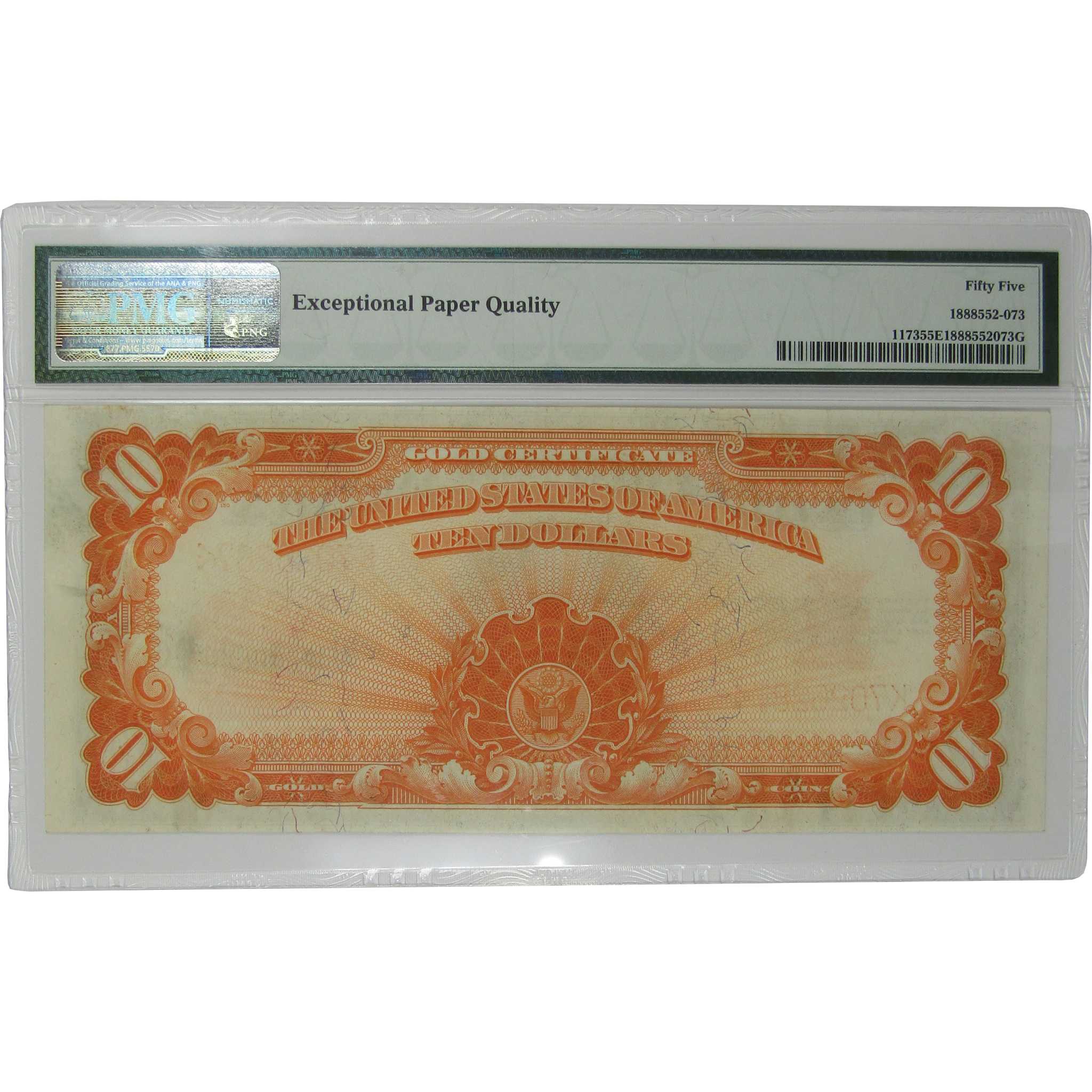1922 $10 Gold Certificate Fr 1173 Large Serial # About Unc 55 EPQ PMG