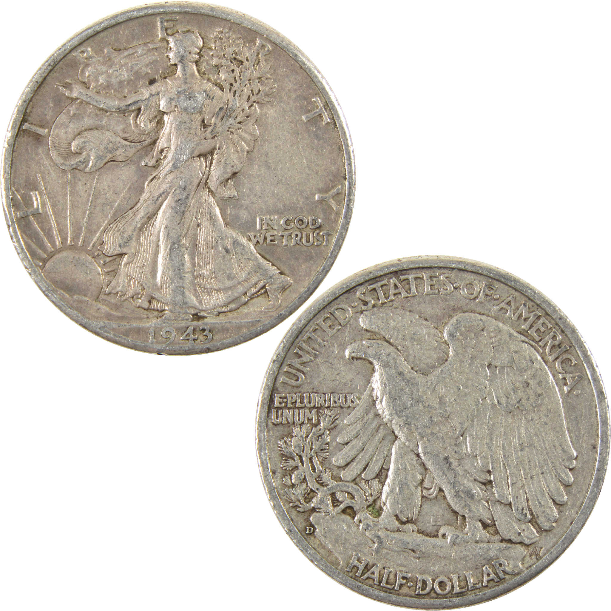 1943 D Liberty Walking Half Dollar XF EF Extremely Fine Silver 50c