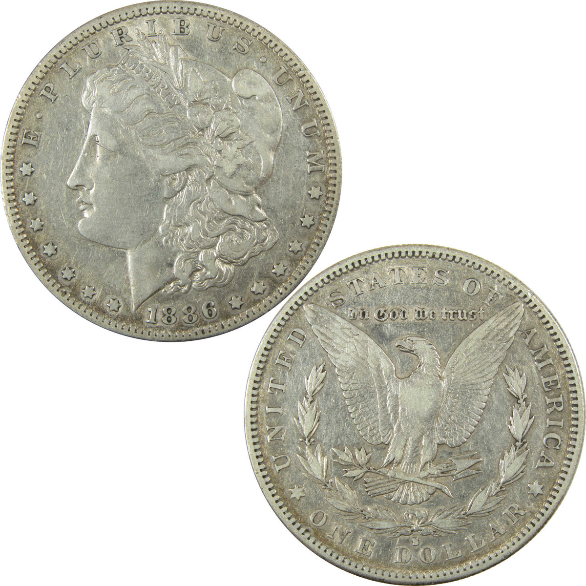 1886 S Morgan Silver Dollar XF EF Extremely Fine Details SKU:CP1709 - Morgan coin - Morgan silver dollar - Morgan silver dollar for sale - Profile Coins &amp; Collectibles