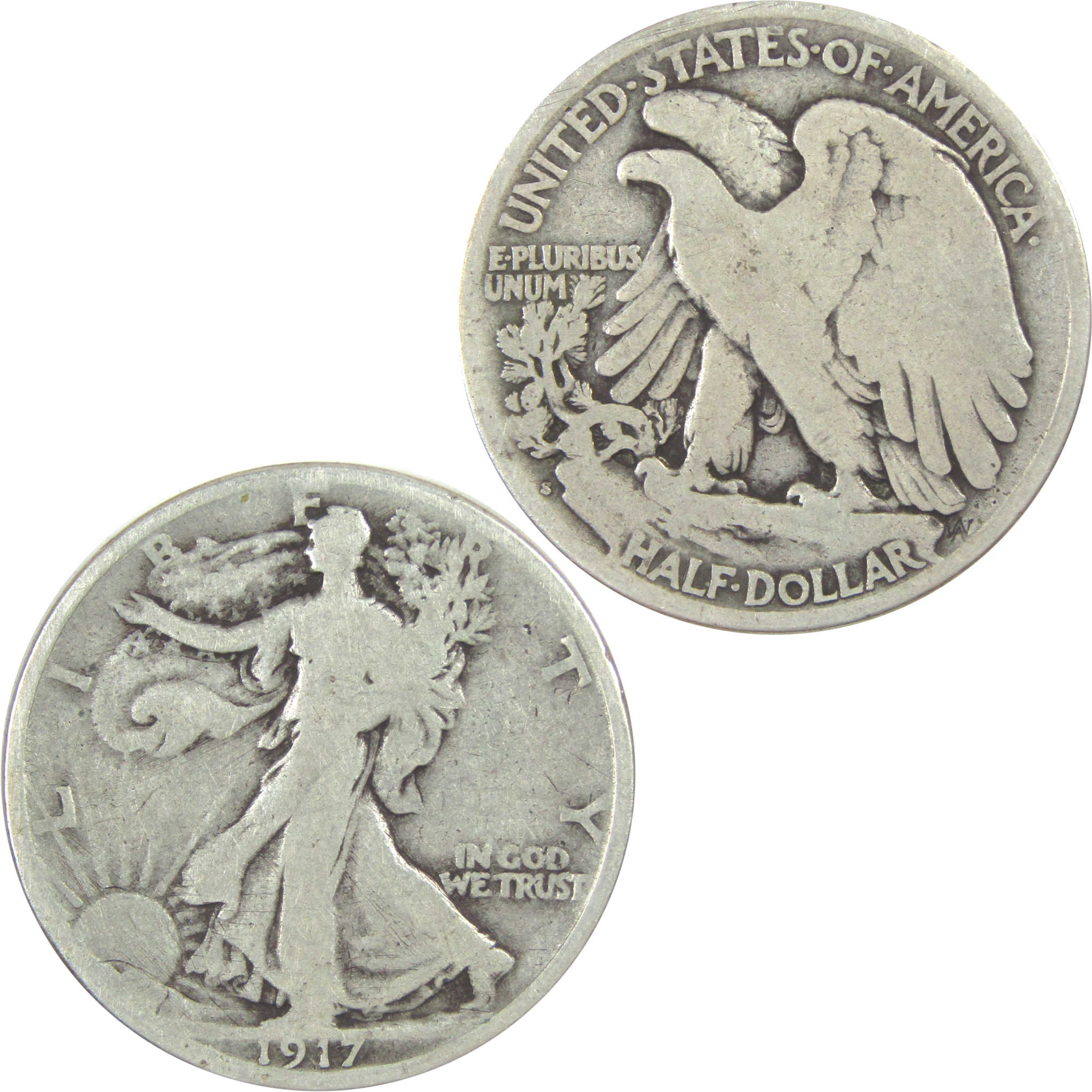 1917 S Reverse Liberty Walking Half Dollar G Good Silver SKU:I15579