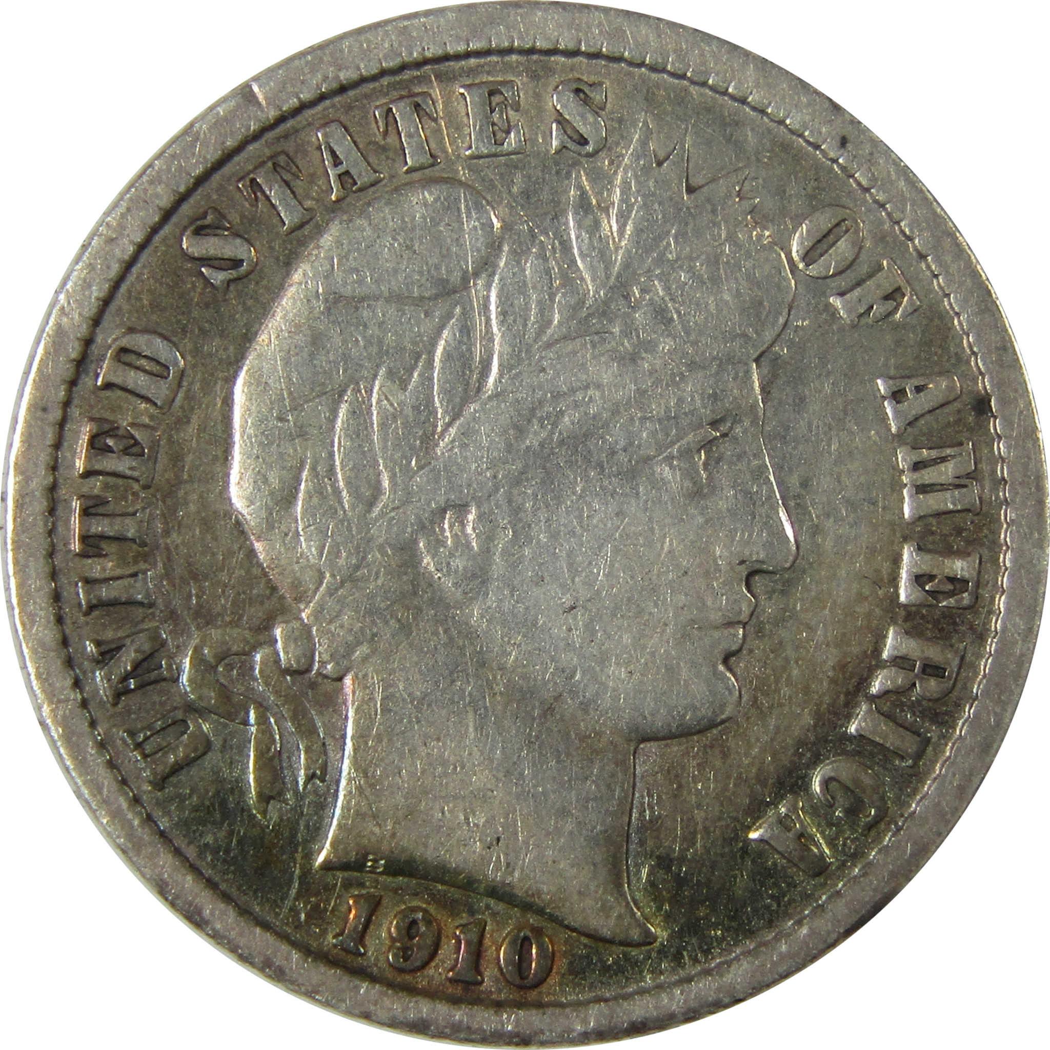 1910 S Barber Silver Dime F Fine Details 10c Coin SKU:CP1005