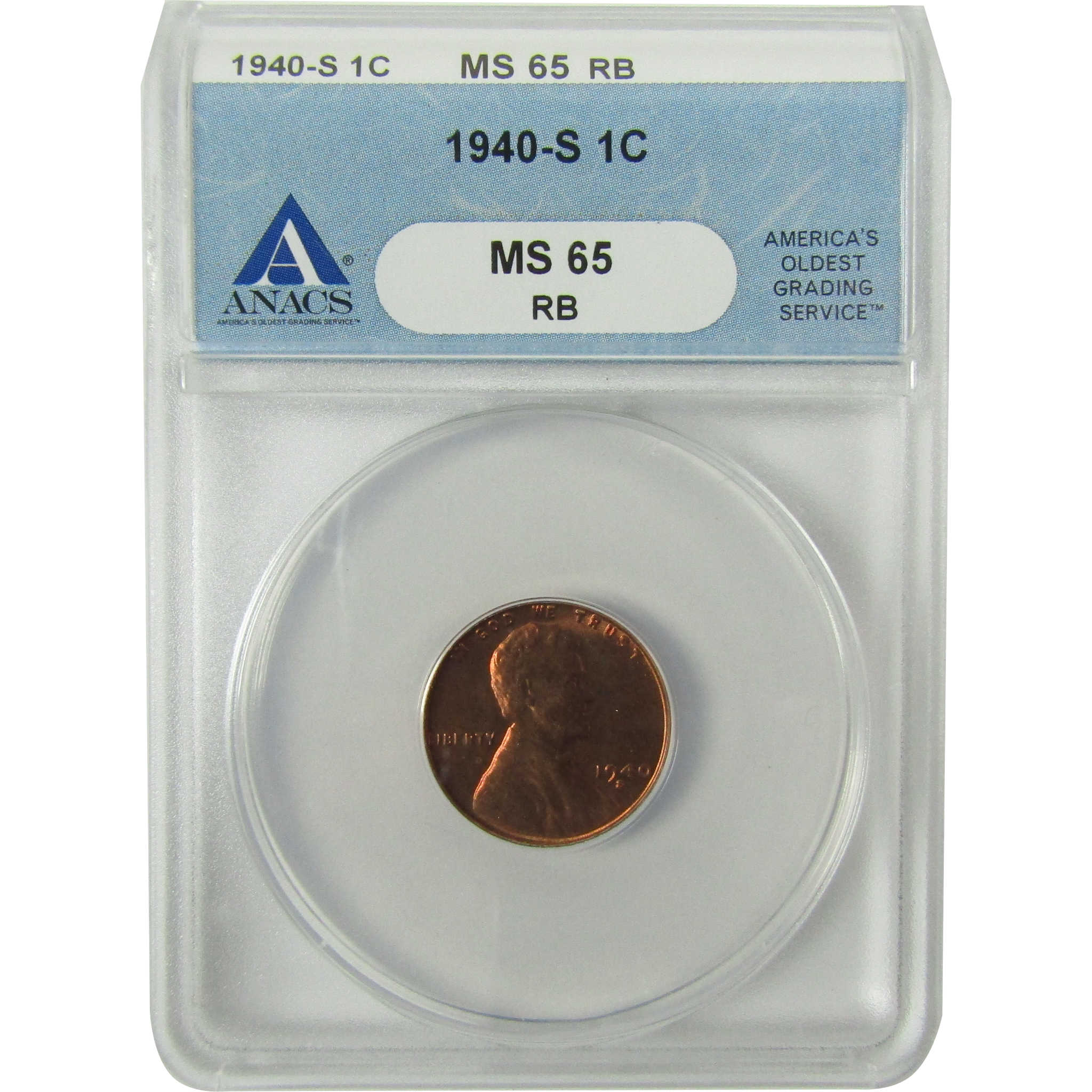 1940 S Lincoln Wheat Cent MS 65 RB ANACS Penny 1c Coin SKU:I28420
