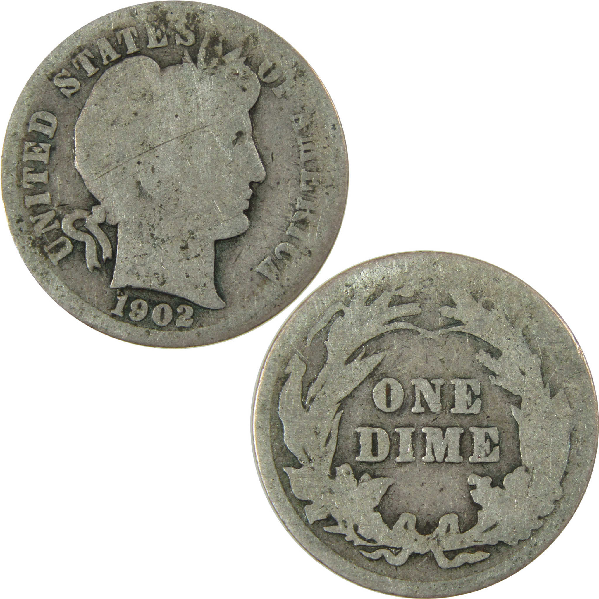 1902 Barber Silver Dime AG About Good 10c Coin Collectible SKU:CP723