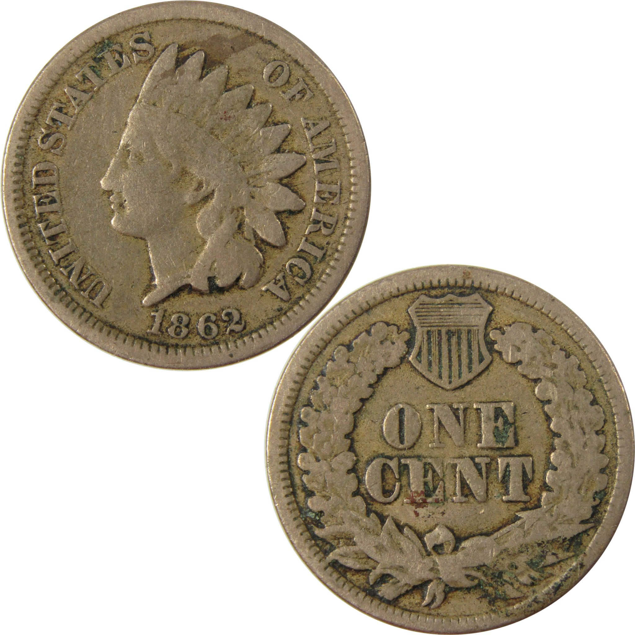 1862 Indian Head Cent G Good Details Penny 1c Coin SKU:CP1250
