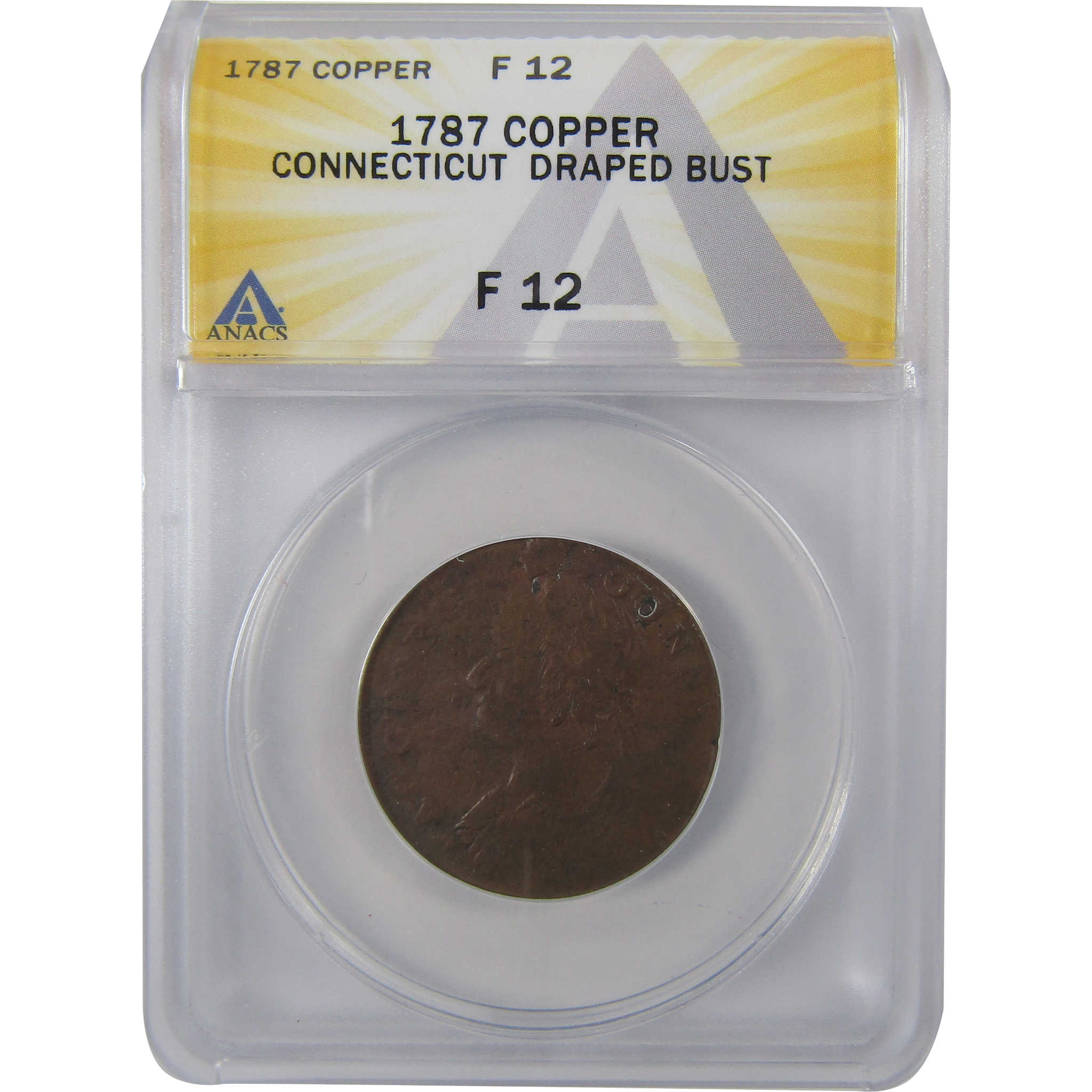 1787 Draped Bust Connecticut Copper F12 ANACS Post Colonial SKU:I25651