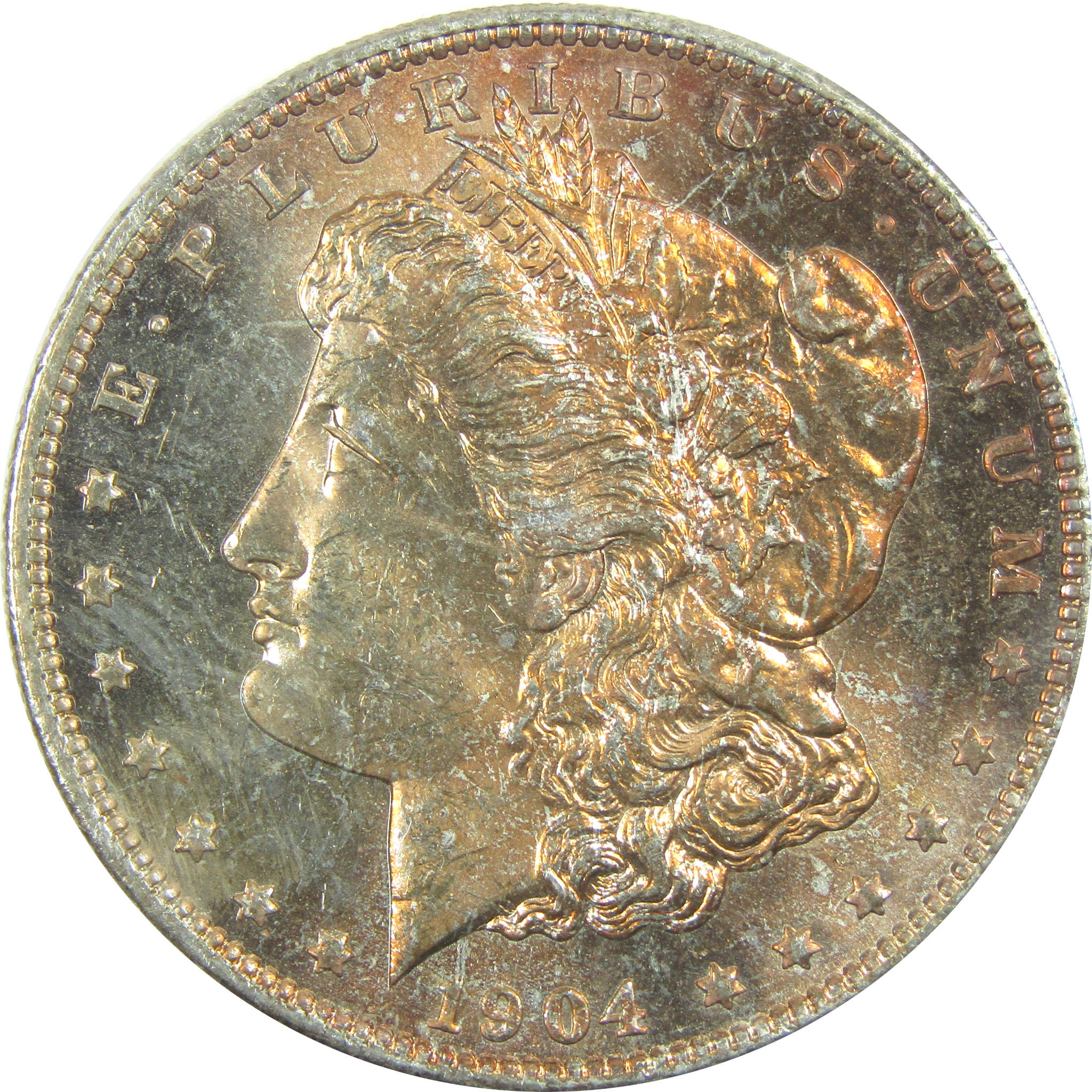 1904 O Morgan Dollar BU Choice Uncirculated Silver $1 Toned SKU:I15287