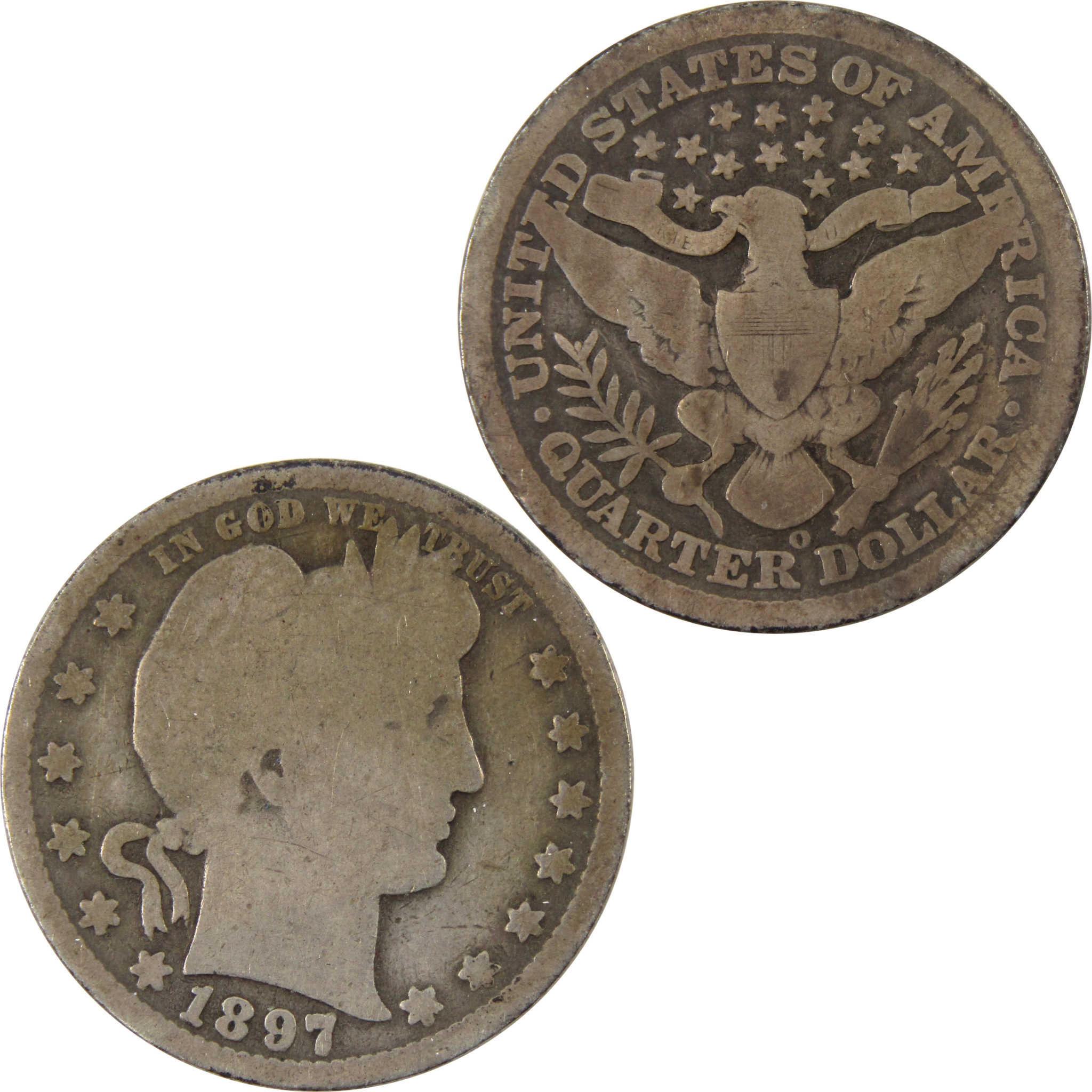 1897 O Barber Quarter G Good 90% Silver 25c Coin SKU:I9965