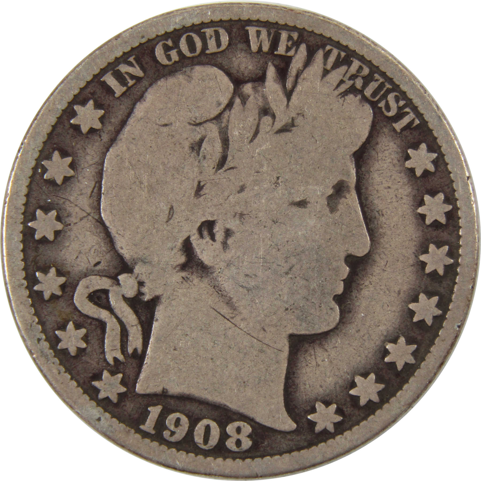 1908 O Barber Half Dollar VG Very Good 90% Silver 50c Coin SKU:I10113