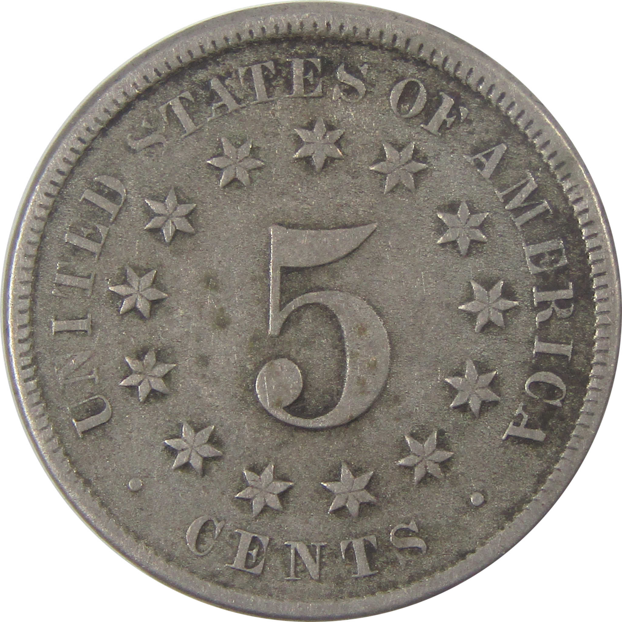 1870 Shield Nickel VF Very Fine Details 5c Coin SKU:I16694