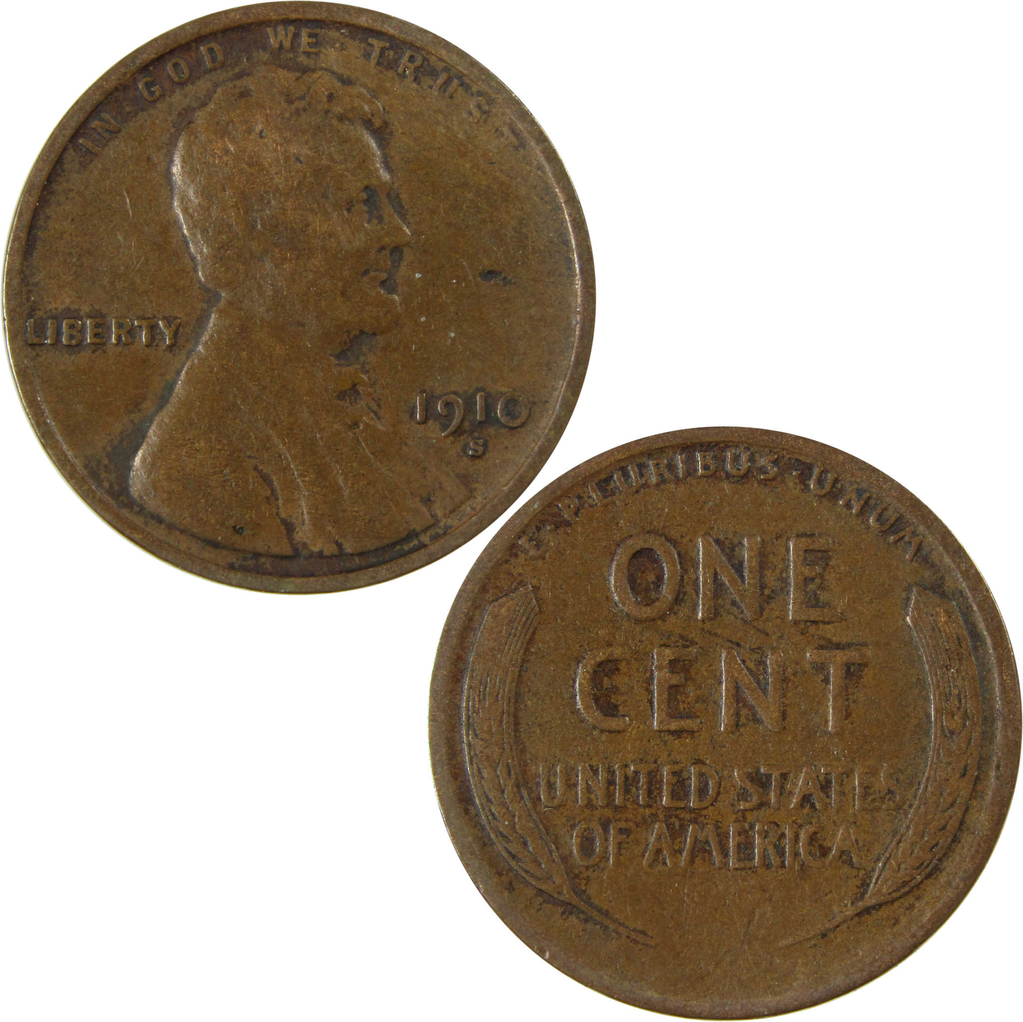 1910 S Lincoln Wheat Cent F Fine Penny 1c Coin Collectible SKU:I26351