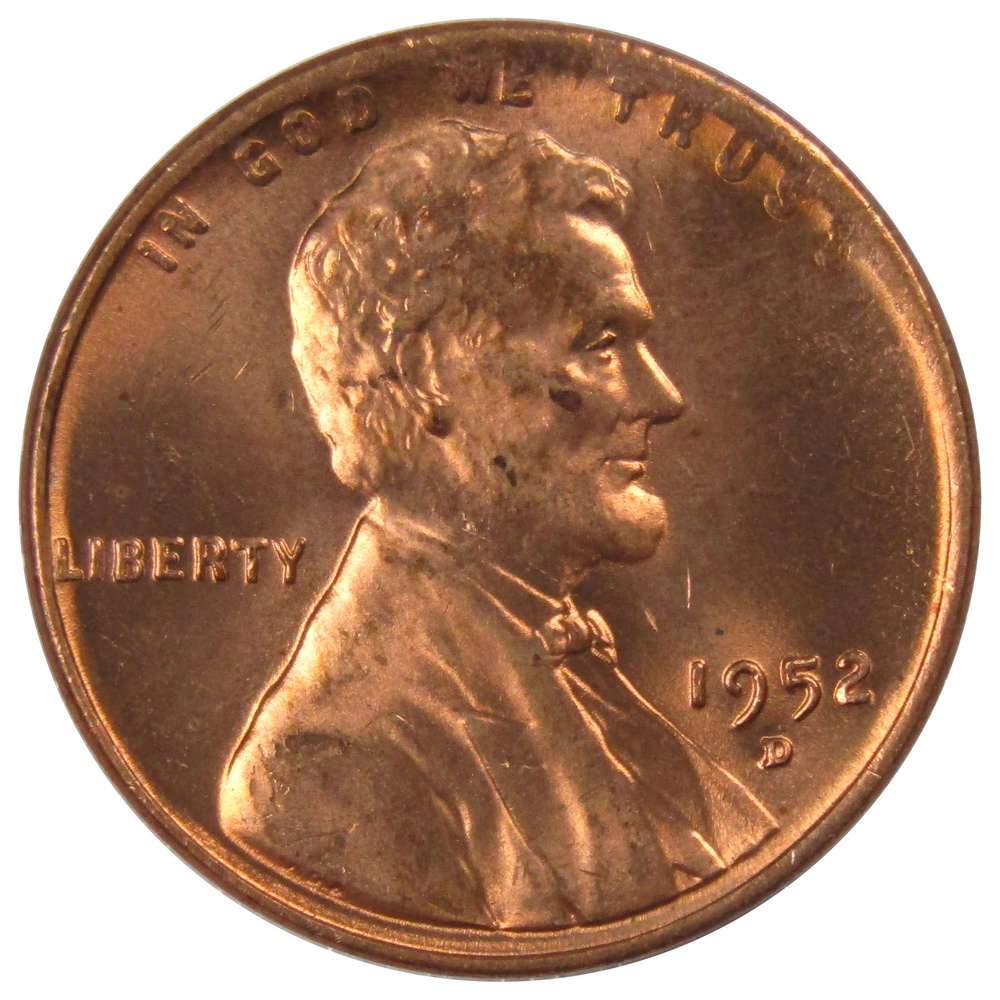 1952 D Lincoln Wheat Cent Uncirculated Mint State Penny 1c Coin