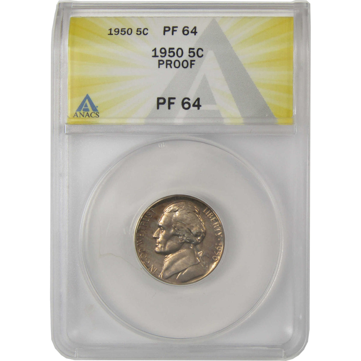 1950 Jefferson Nickel PF 64 ANACS Proof 5c Coin Collectible SKU:I28763