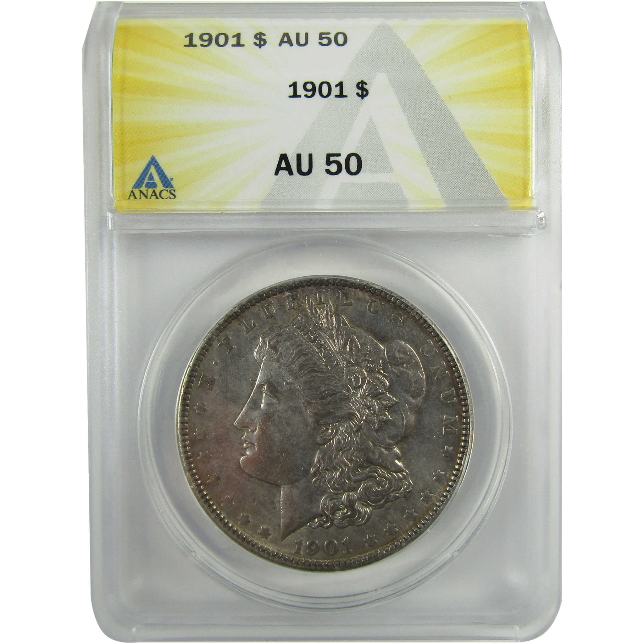 1901 Morgan Silver Dollar AU 50 ANACS $1 Coin Collectible SKU:I28006