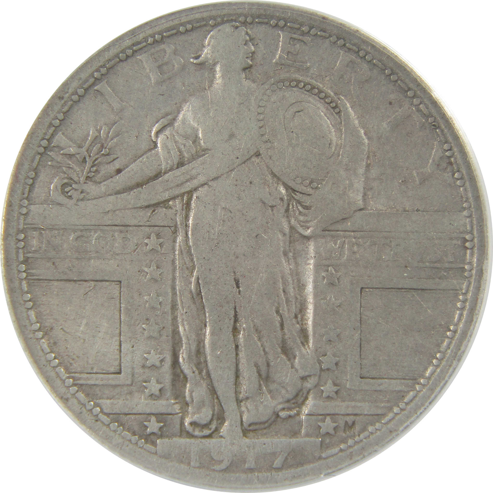 1917 Type 1 Standing Liberty Quarter VF 25 Details ANACS SKU:I22335