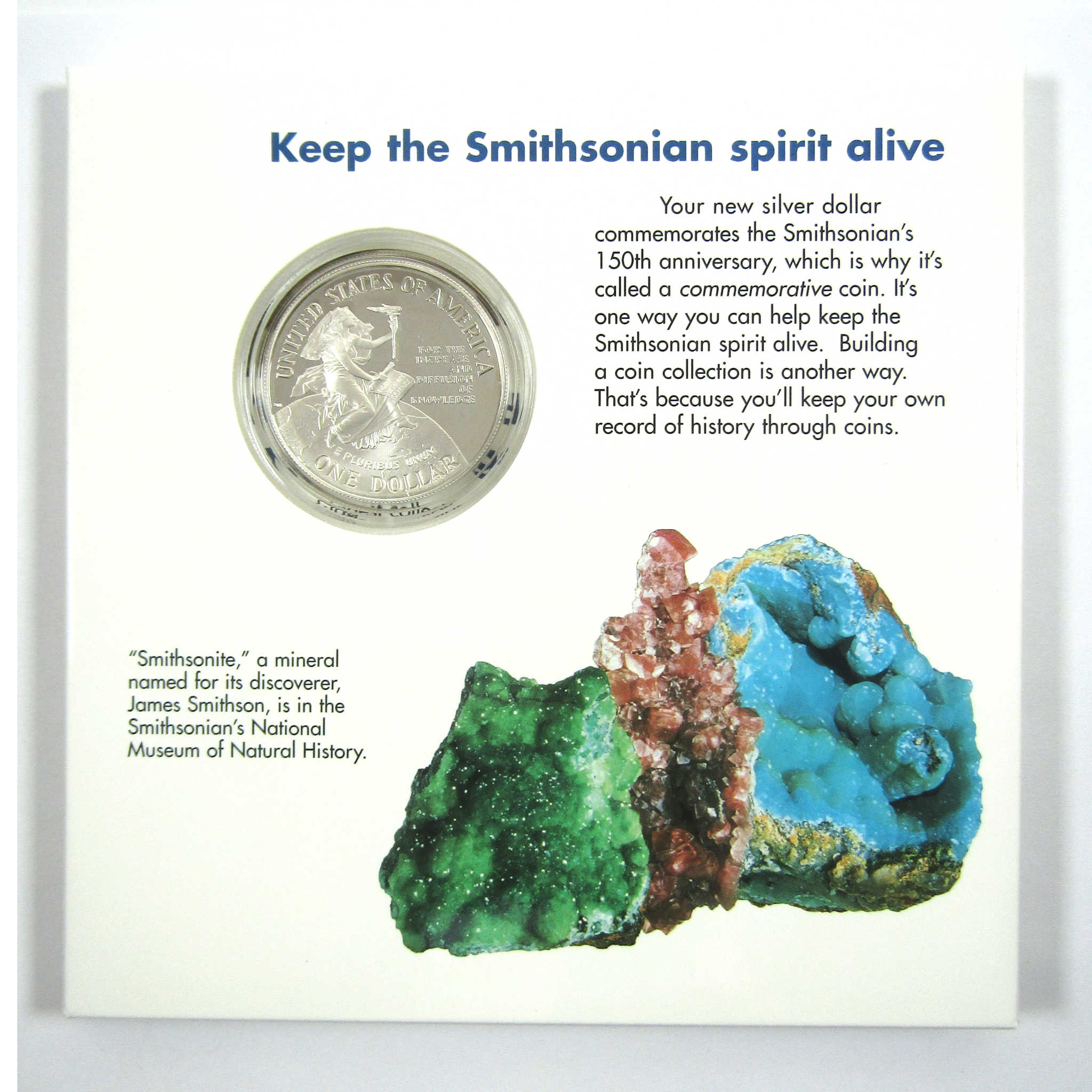 Smithsonian Institution 150th Anniversary $1 Coin OGP COA SKU:CPC4832