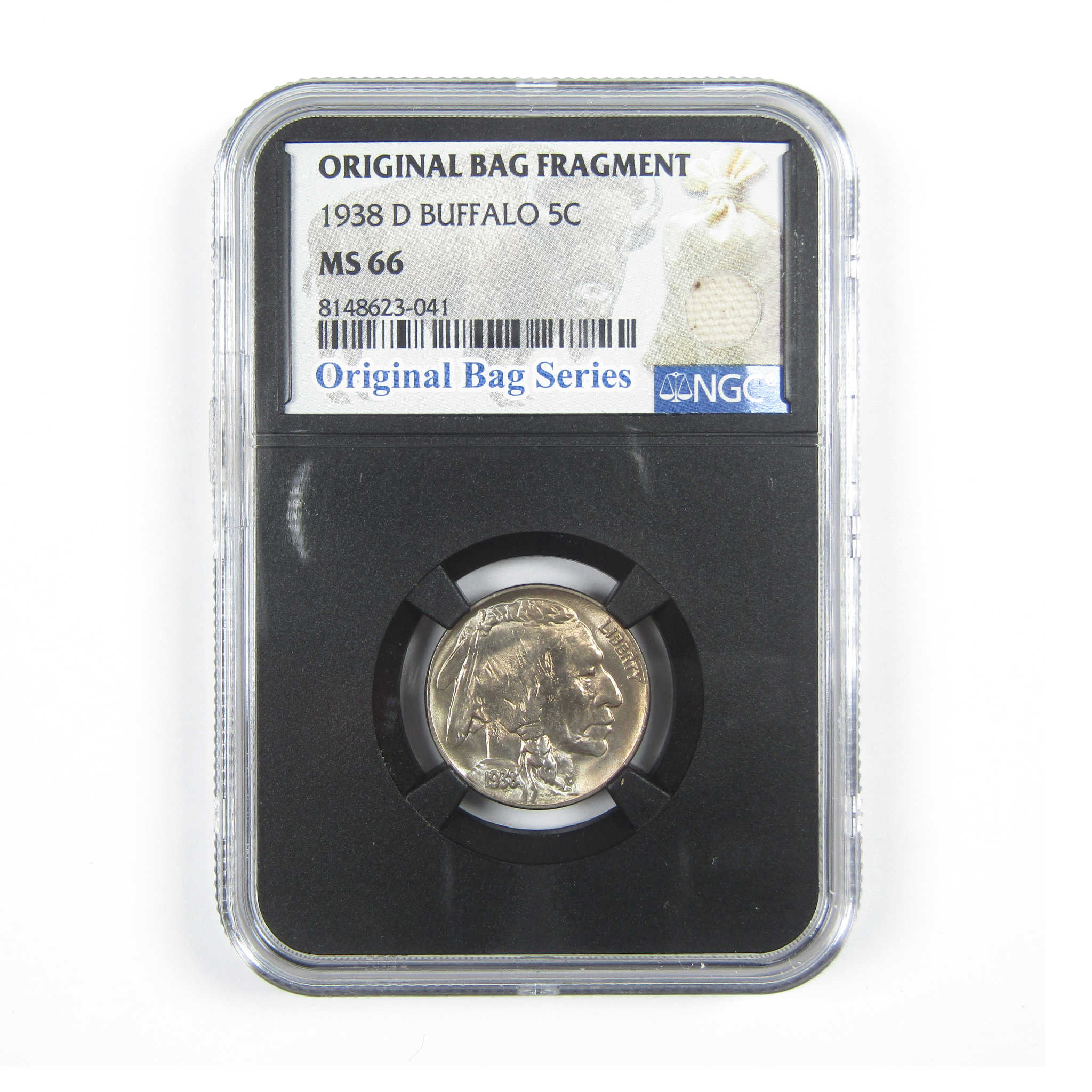 1938 D Buffalo Nickel MS 66 NGC 5c Original Bag Fragment SKU:I14598