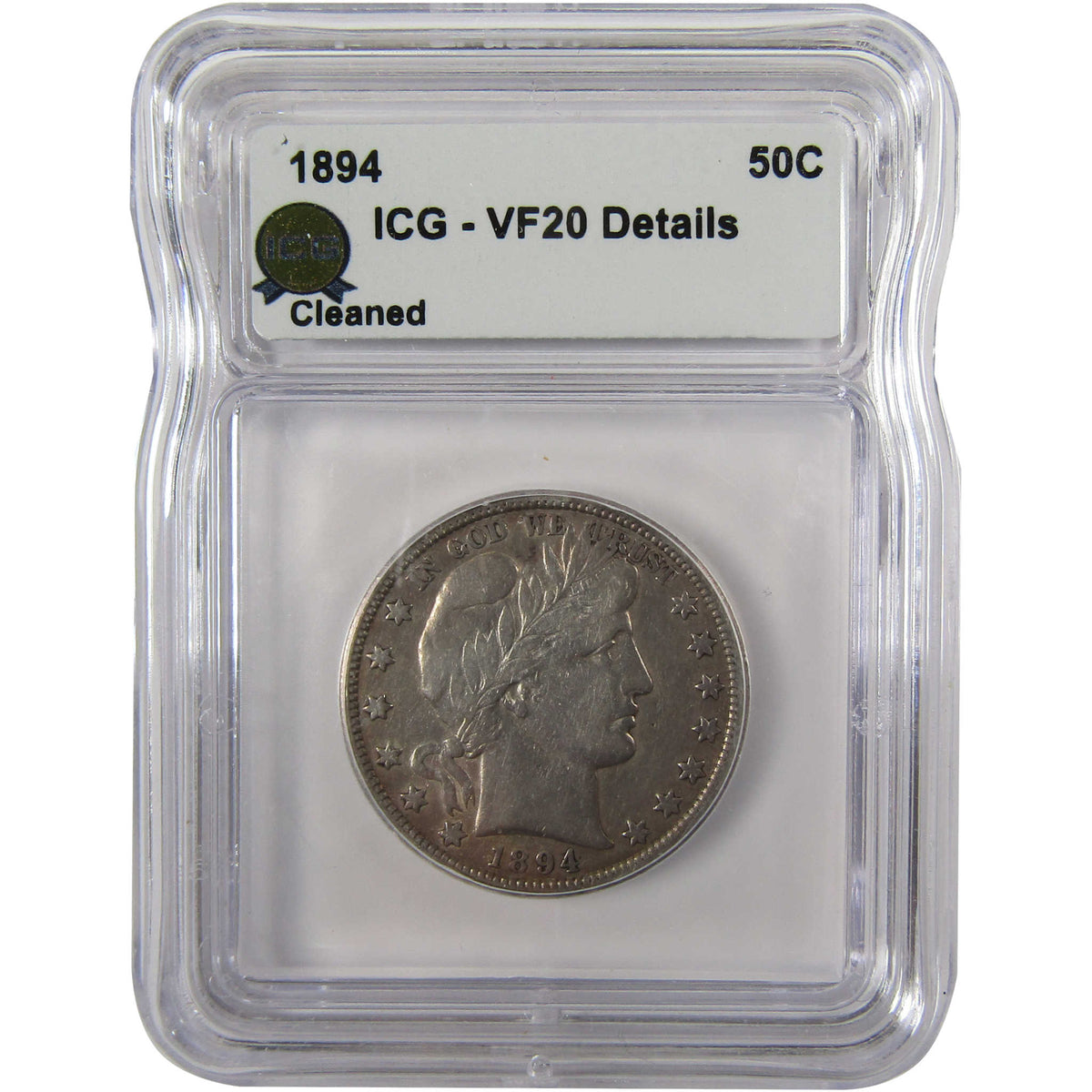 1894 Barber Silver Half Dollar VF 20 Details ICG 50c Coin SKU:I29193