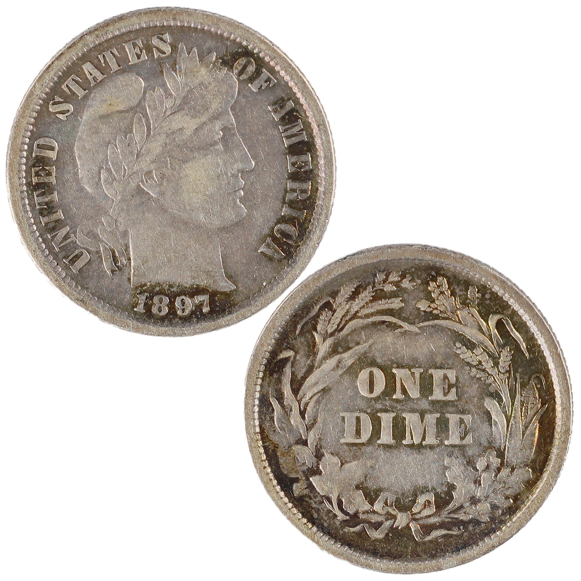 1897 Barber Dime VF Very Fine Details Silver 10c Coin SKU:I11975