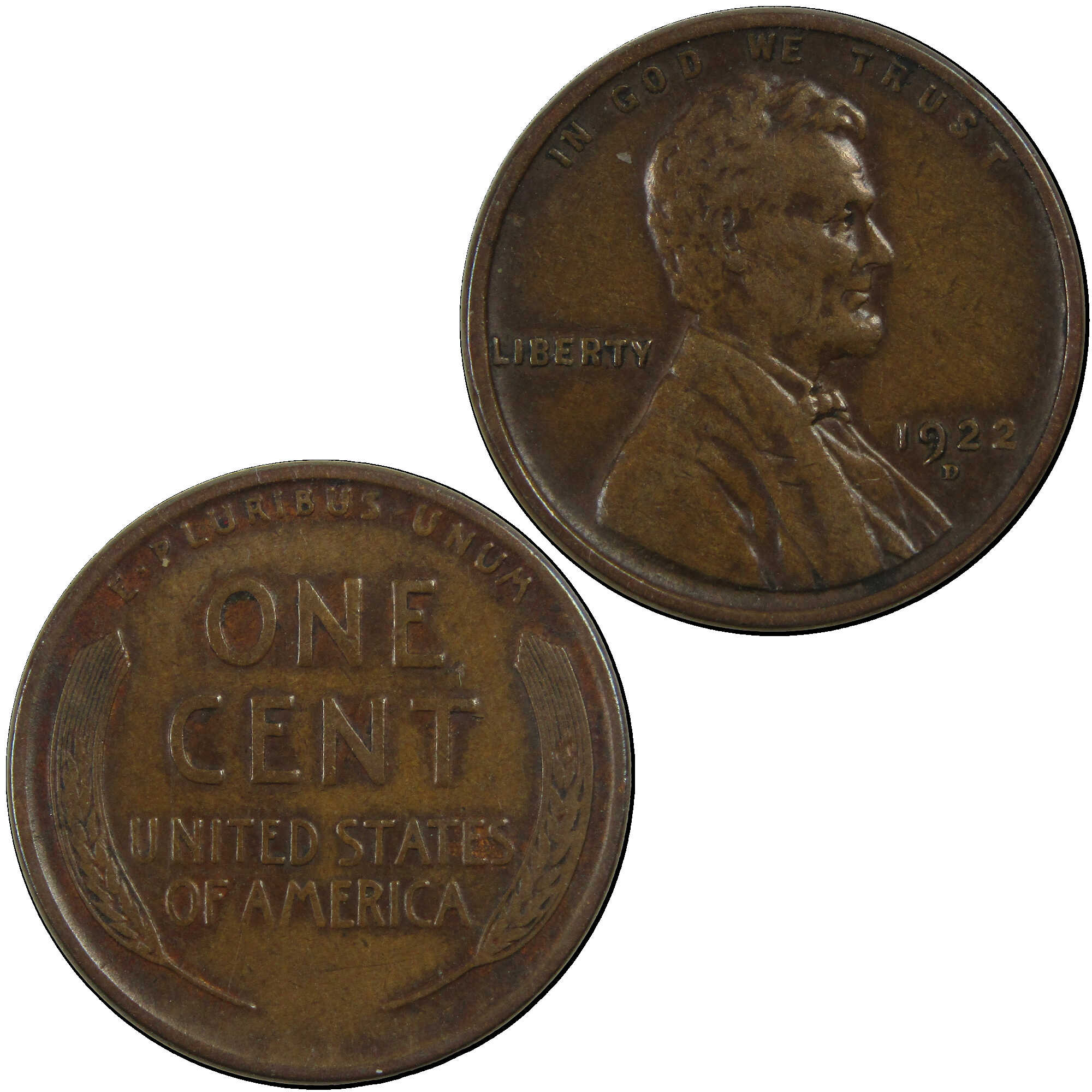 1922 D Lincoln Wheat Cent VF Very Fine Penny 1c Coin SKU:I12961