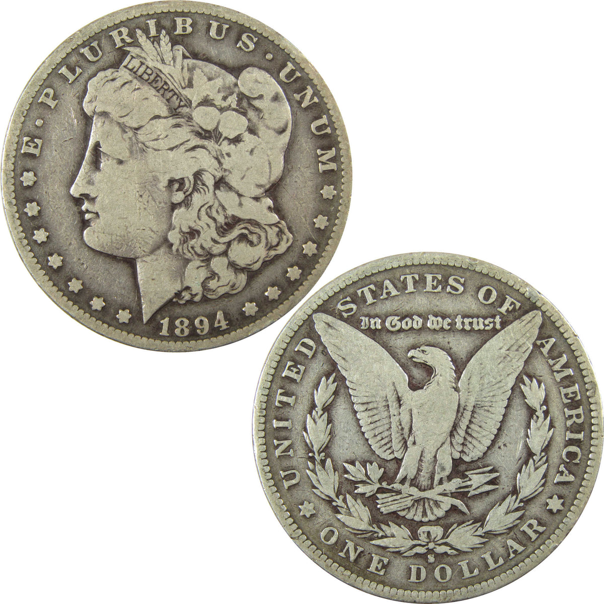 1894 S Morgan Silver Dollar VG Very Good $1 Coin SKU:CP1704