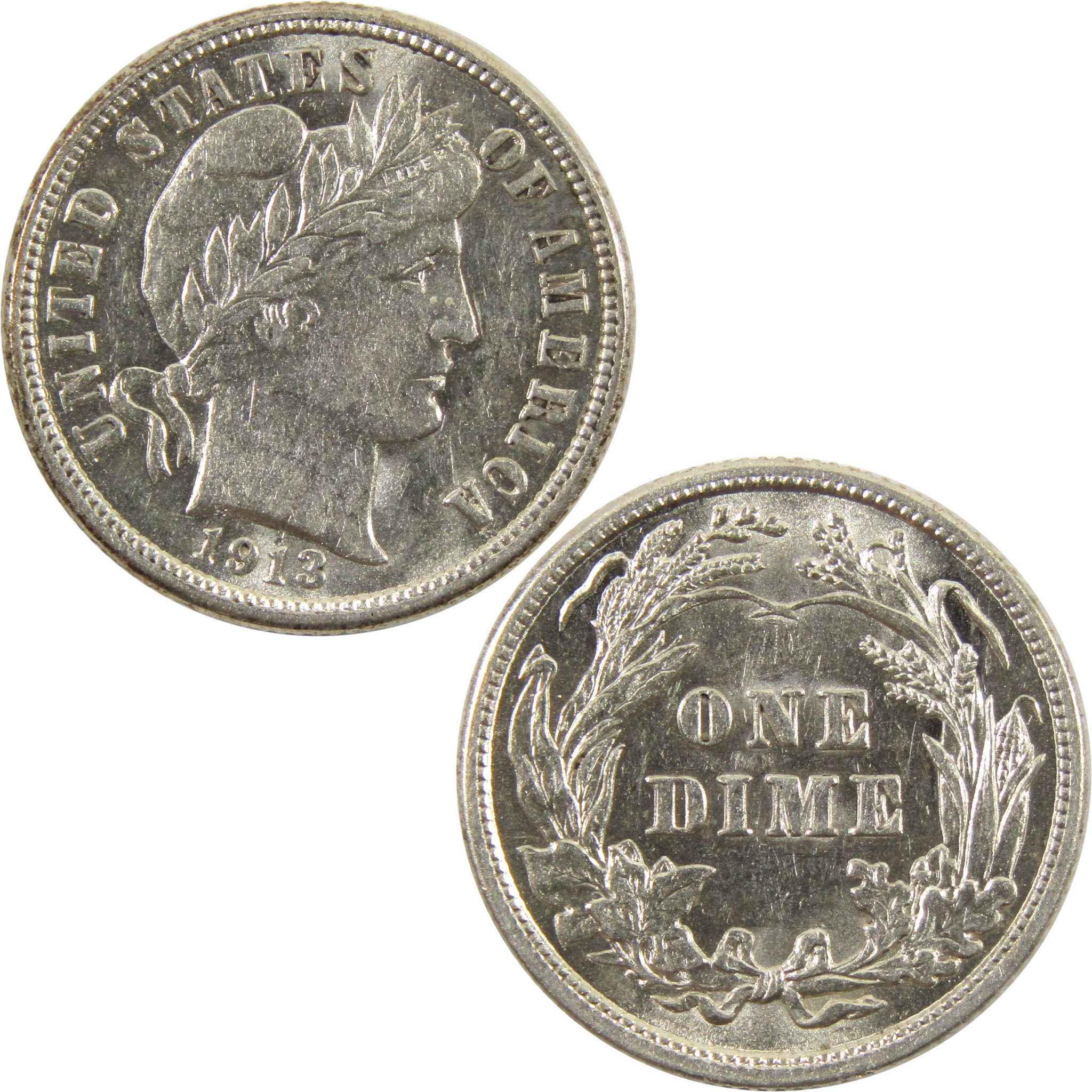 1913 Barber Dime Borderline Uncirculated 90% Silver 10c SKU:I10692