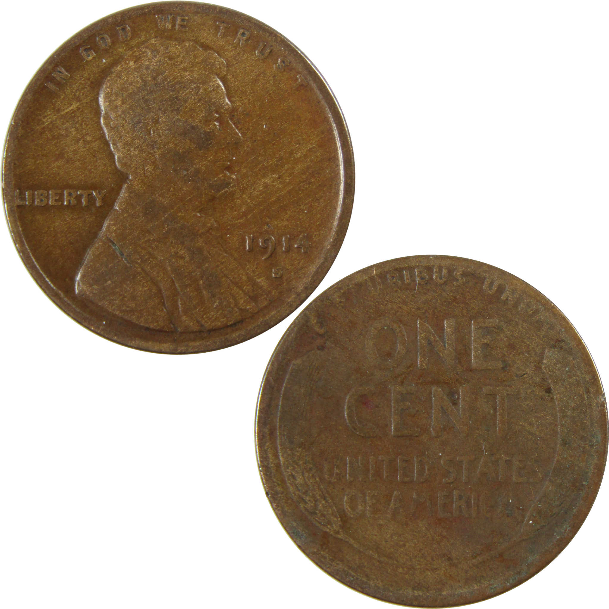 1914 S Lincoln Wheat Cent VG Very Good Penny 1c Coin SKU:I28231