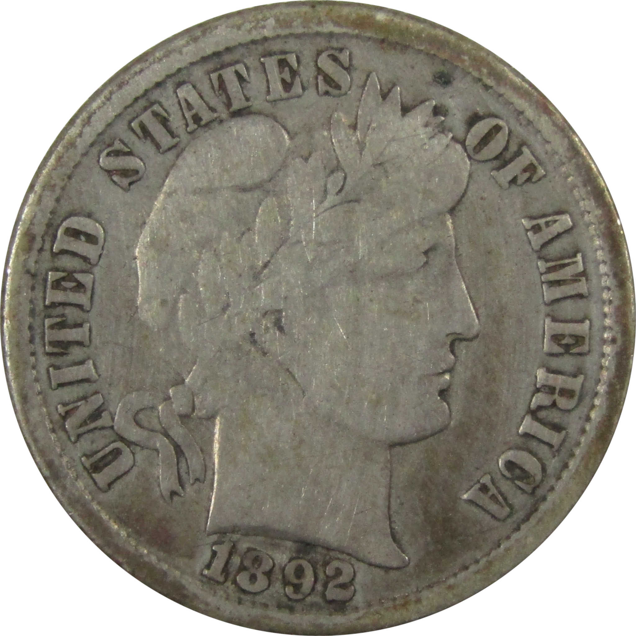 1892 Barber Silver Dime VG Very Good 10c Coin Collectible SKU:CP1350