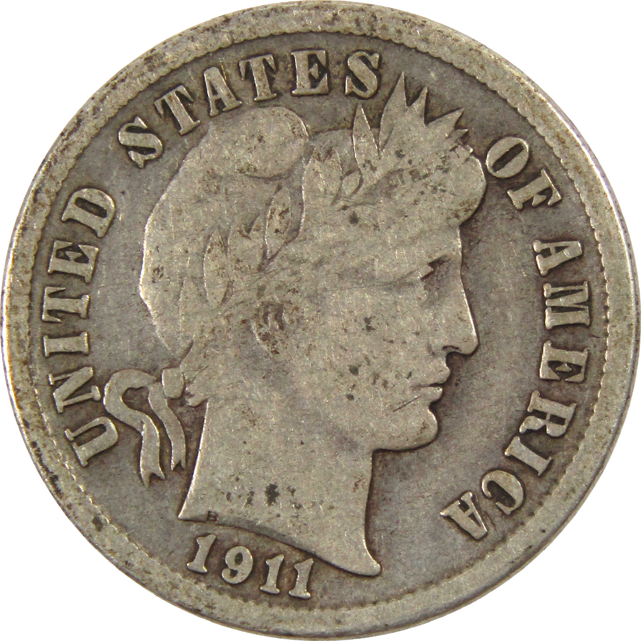 1911 Barber Dime VG Very Good Silver 10c Coin