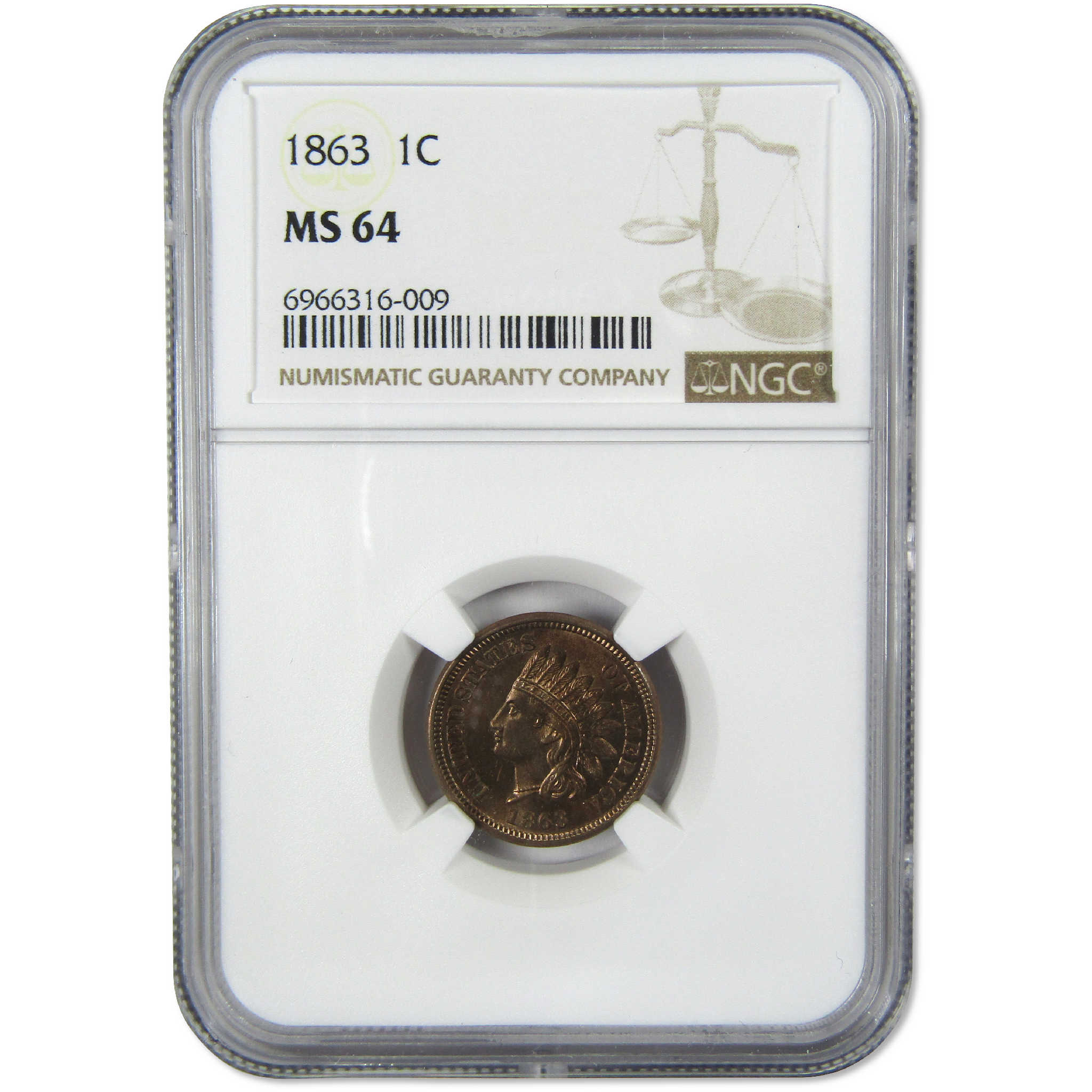 1863 Indian Head Cent MS 64 NGC Penny Uncirculated 1c Coin Collectible
