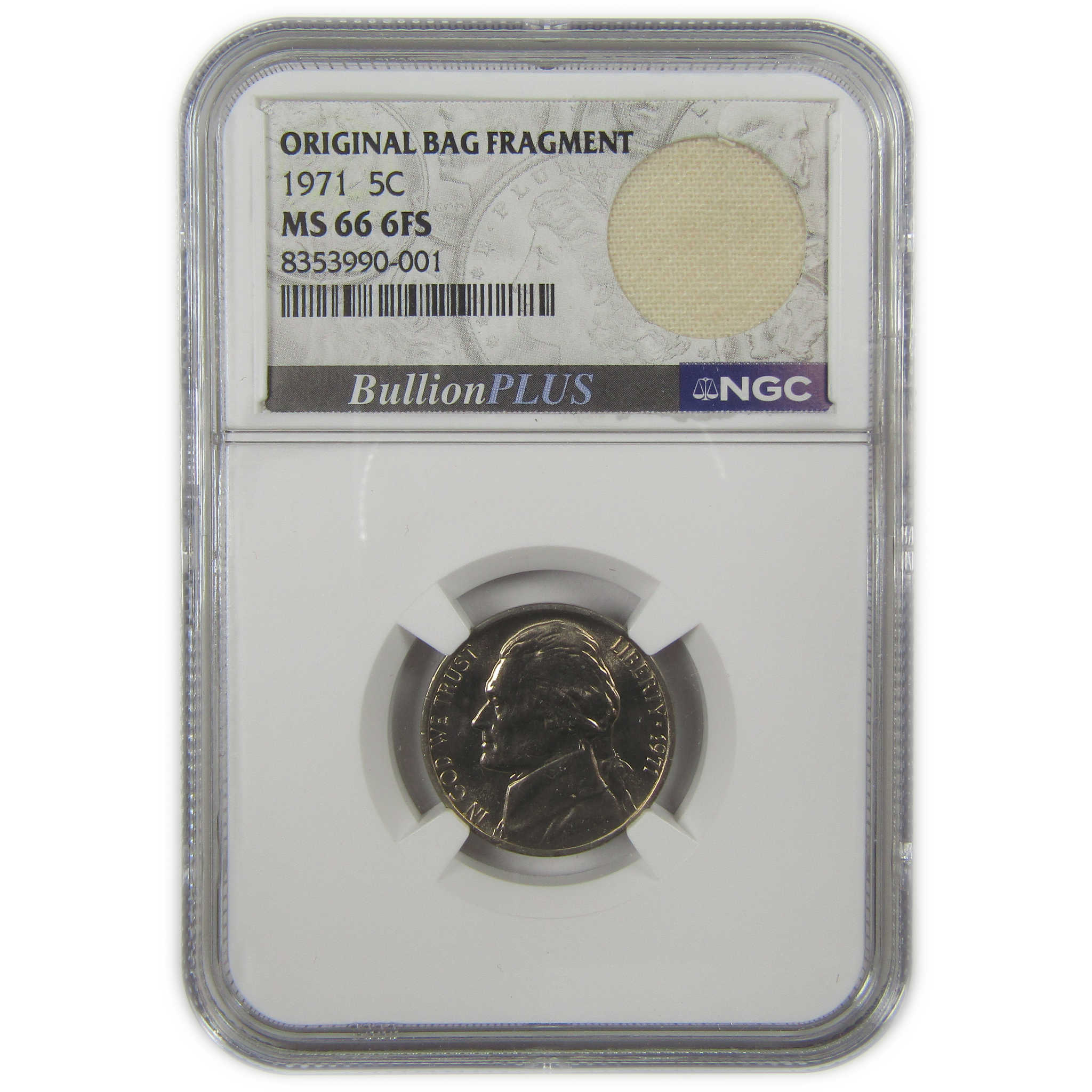 1971 Jefferson Nickel MS 66 6FS NGC Original Bag Fragment SKU:I22110