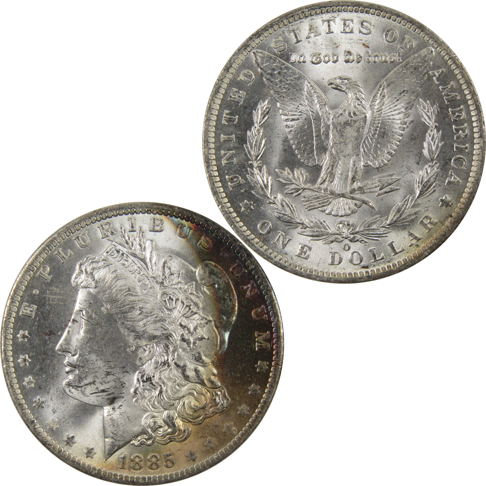 1885 O Morgan Dollar BU Uncirculated Silver $1 Toned Obverse SKU:I9627