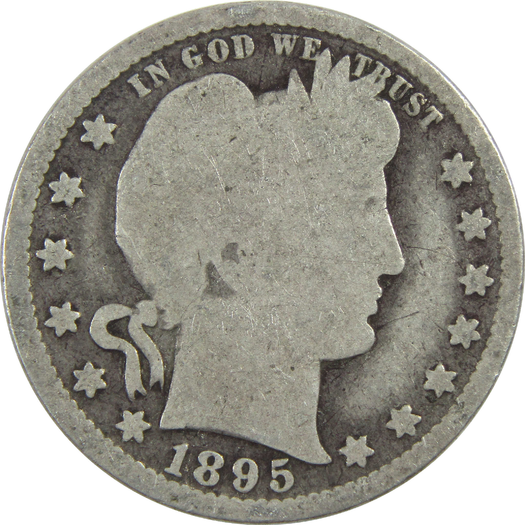 1895 Barber Quarter G Good Silver 25c Coin SKU:I13178