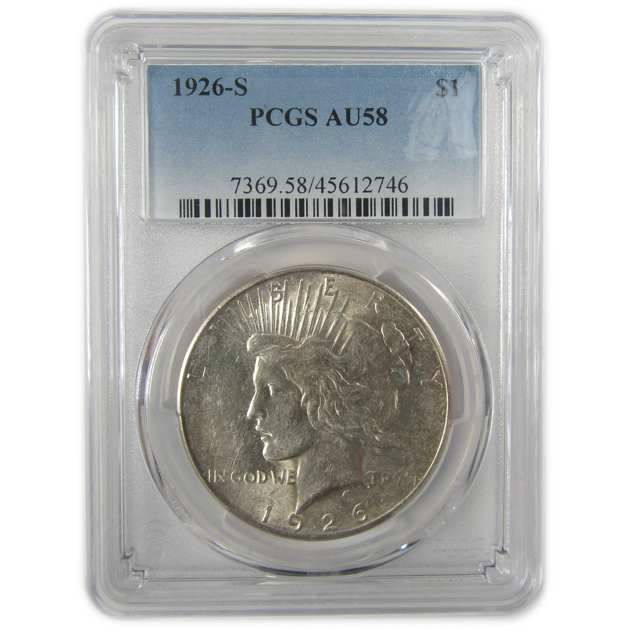 1926 S Peace Dollar AU 58 PCGS Silver $1 Coin SKU:I19743