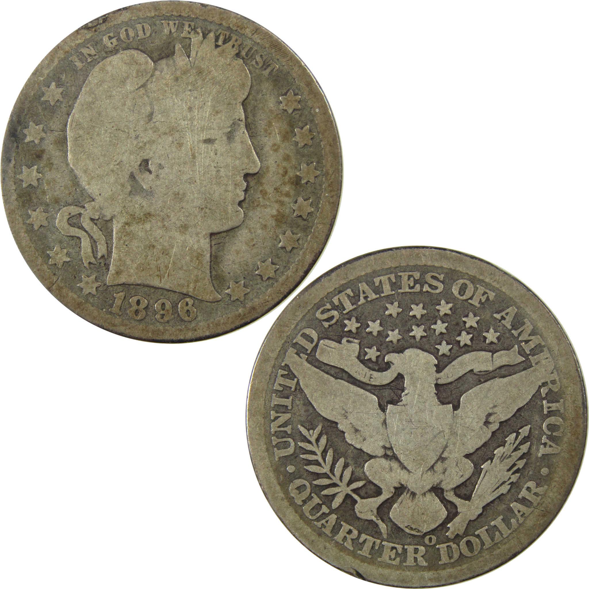 1896 O Barber Silver Quarter G Good Details 25c Coin SKU:I25789