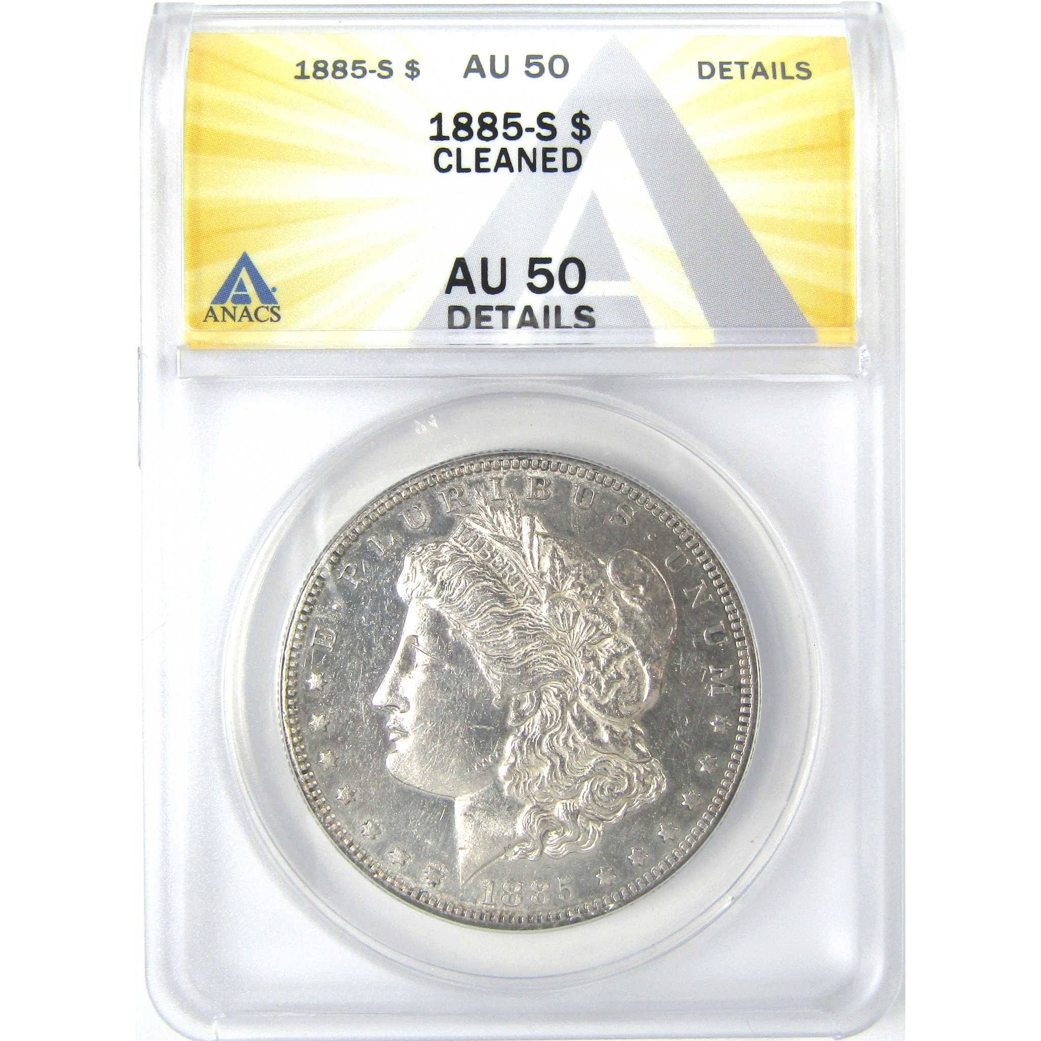 1885 S Morgan Dollar AU 50 Details ANACS Silver $1 Coin SKU:I16194 - Morgan coin - Morgan silver dollar - Morgan silver dollar for sale - Profile Coins &amp; Collectibles