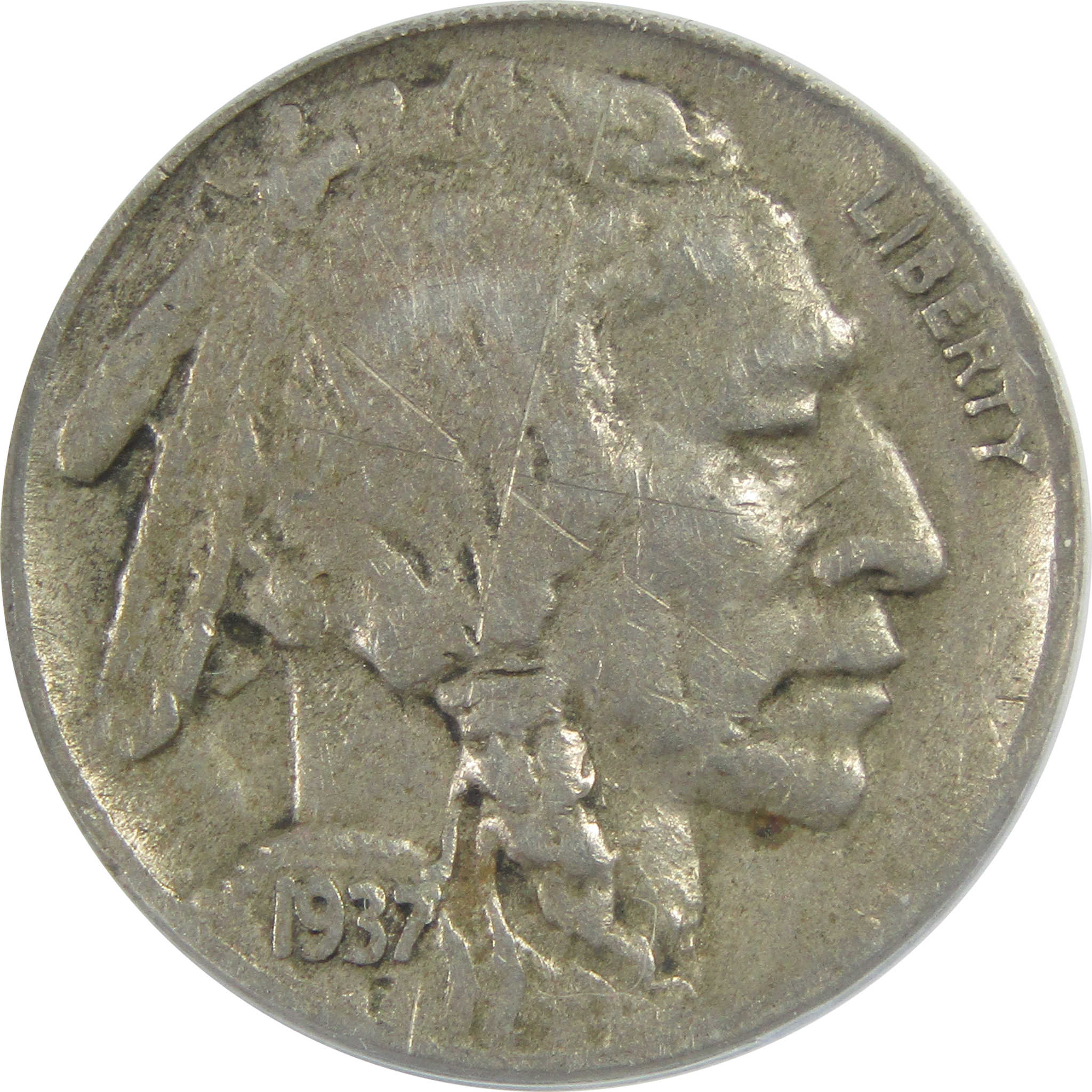 1937 D 3 Legs Indian Head Buffalo Nickel VF 25 Details SKU:CPC8969