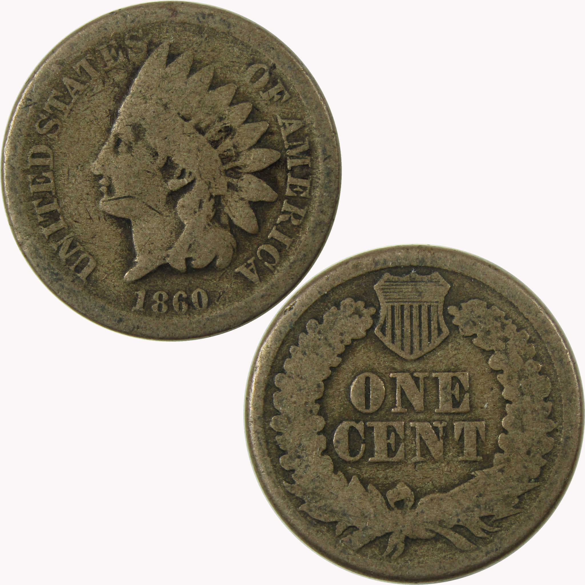 1860 Indian Head Cent G Good Penny 1c Coin Collectible SKU:CP1246