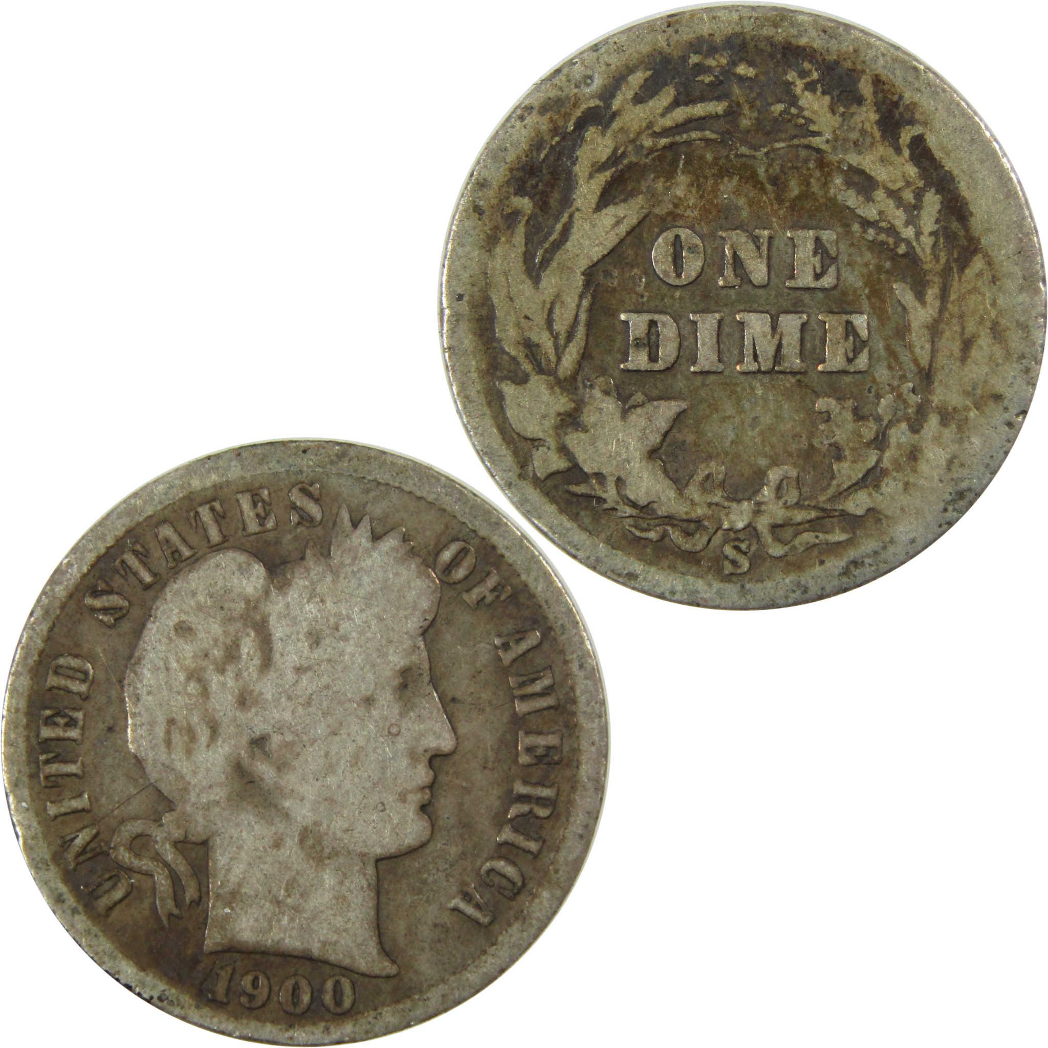 1900 S Barber Silver Dime AG About Good 10c Coin Collectible SKU:CP704